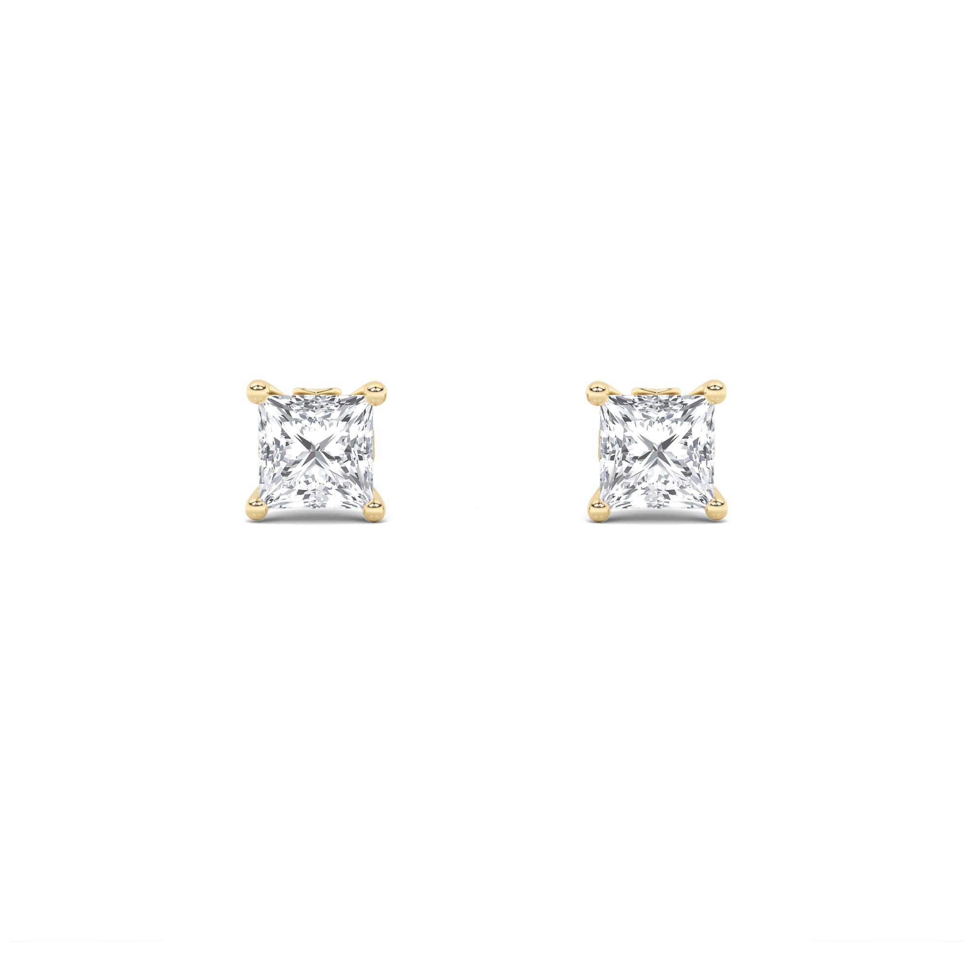 Princess Cut Lab Grown Diamond Solitaire Studs Earrings