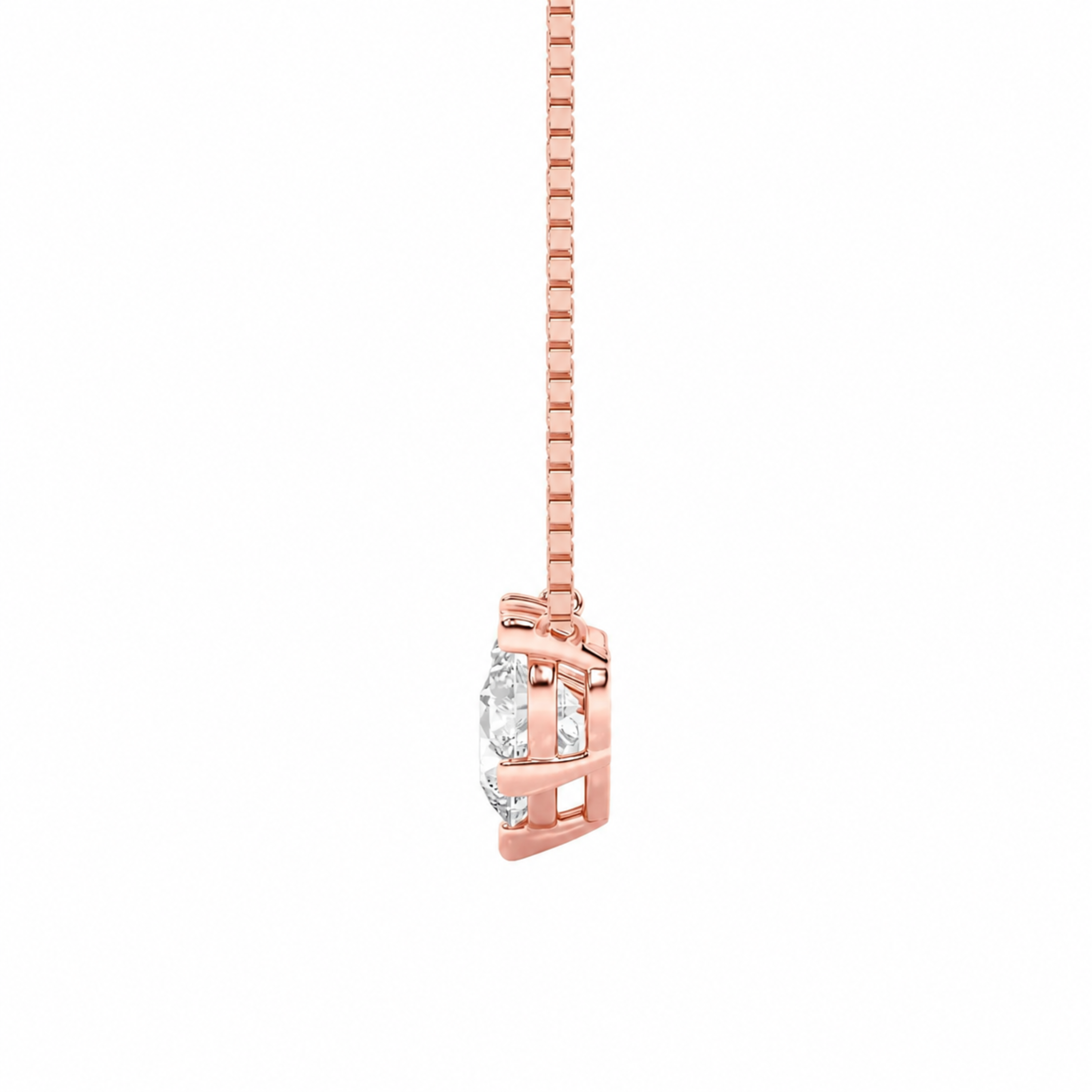 2 Ct Round (F/VS) Lab Grown Diamond Prong 14K Rose Gold Three-Stone Past Present Future Pendant Necklace