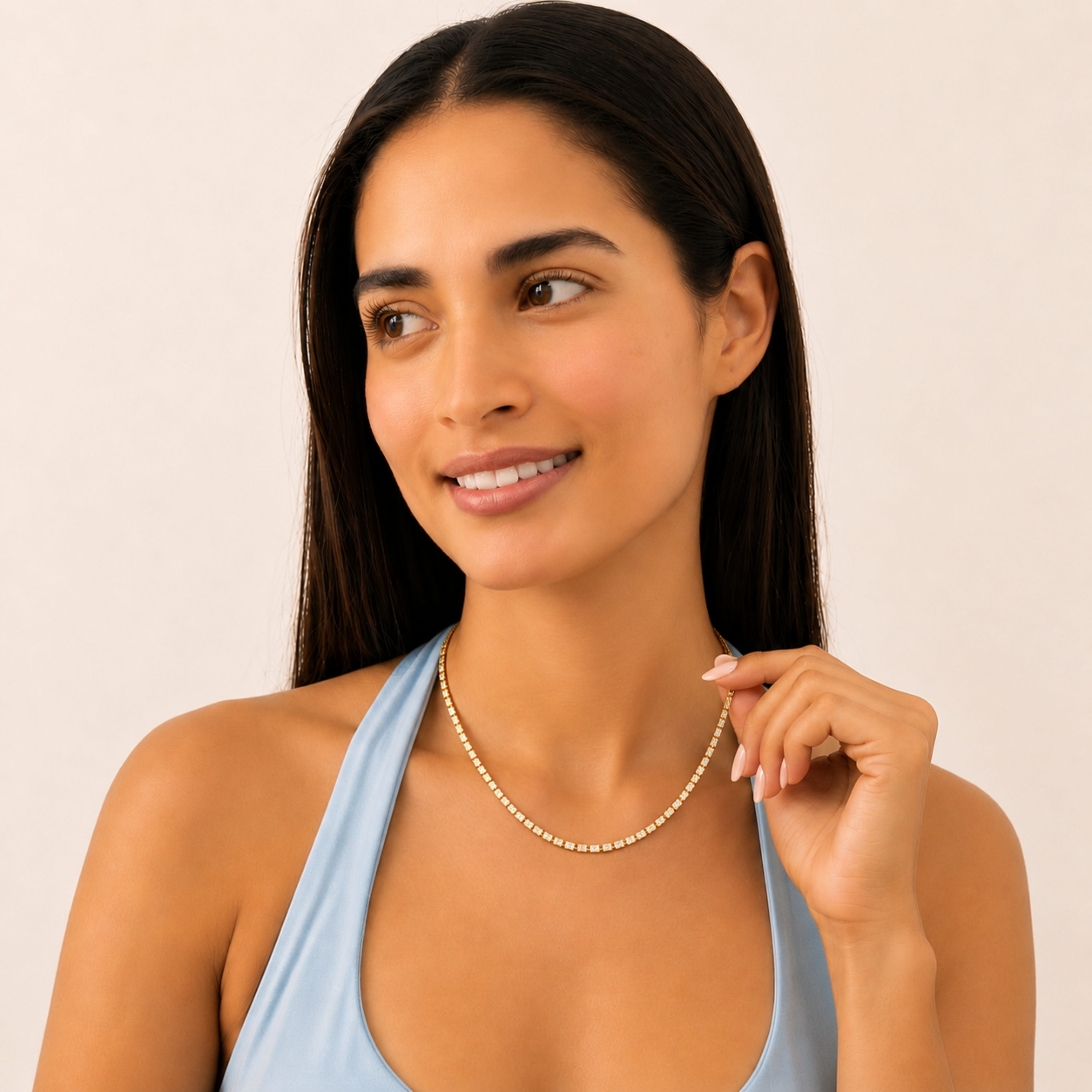 30.0 Ct Emerald (F/VS) Lab Grown Diamond Bezel 14K Yellow Gold Classic Eternity Tennis Necklace