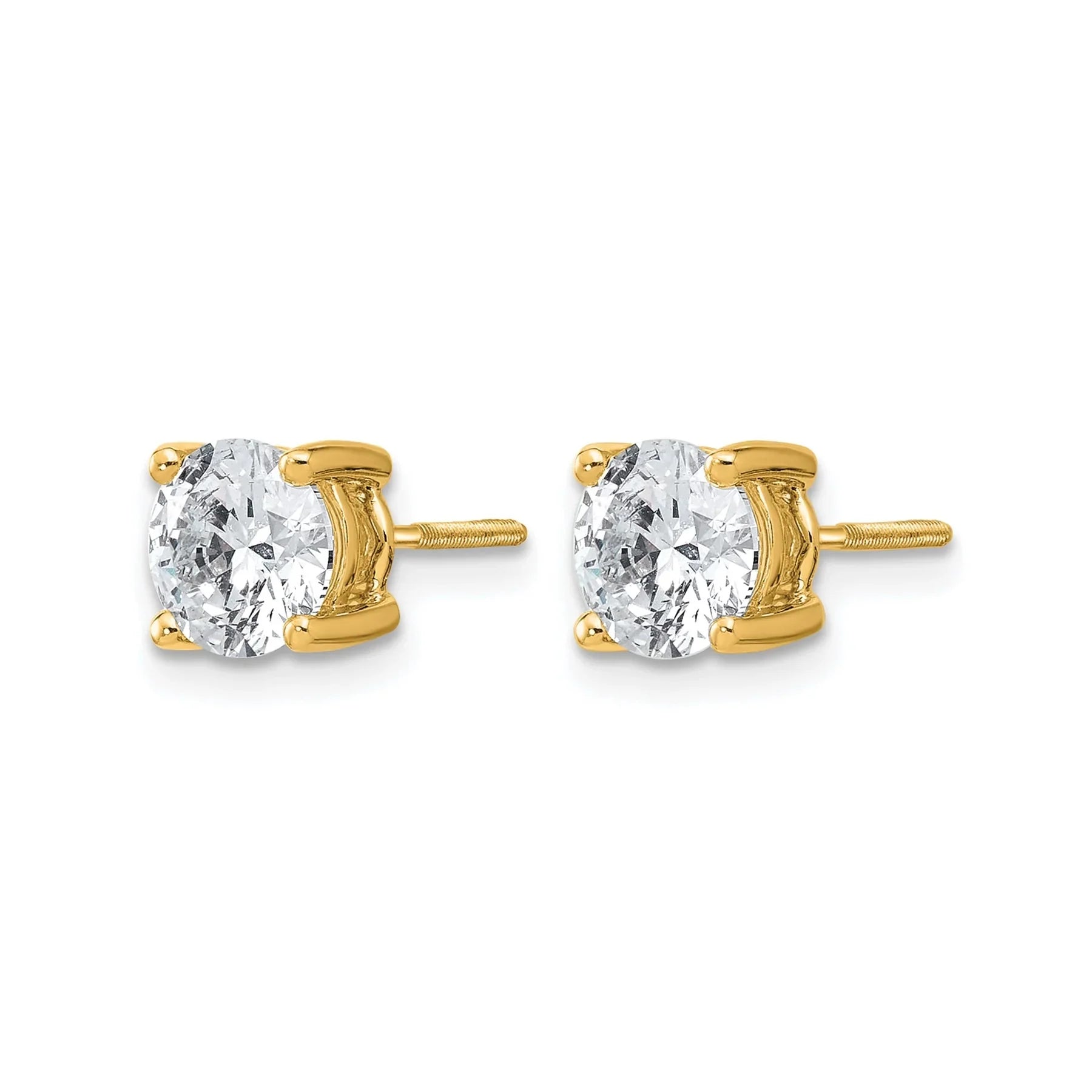 14k Yellow Gold Lab Grown Diamond Four Prong Stud Earrings - Fine Diamond