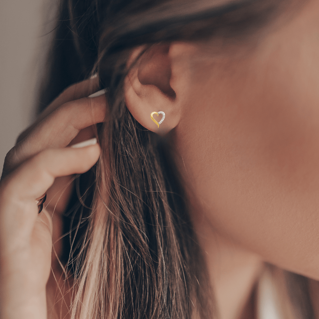14k Yellow Gold Lab Grown Diamond Open Heart Stud Earrings Fine Color Jewels 14k yellow gold studs, Diamond heart earrings, dla-dm-discount-all-143240, dla-dm-discount-all-153807, earrings, Earrings For Women, heart diamond earrings, love earrings, minimalist earrings, Open Heart earrings, stud earrings