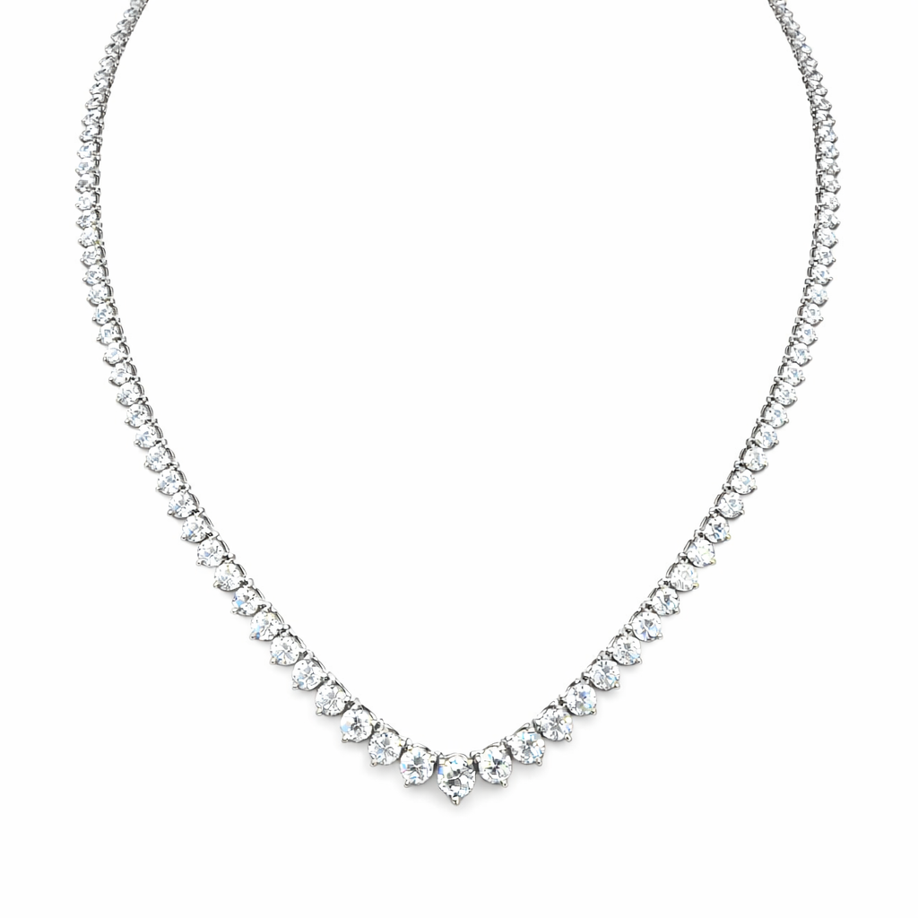 14K White Gold Lab Grown Diamond Riviera Necklace