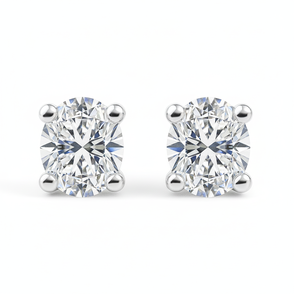 IGI Certified Oval Lab Grown Diamond Solitaire Stud Earrings White Gold