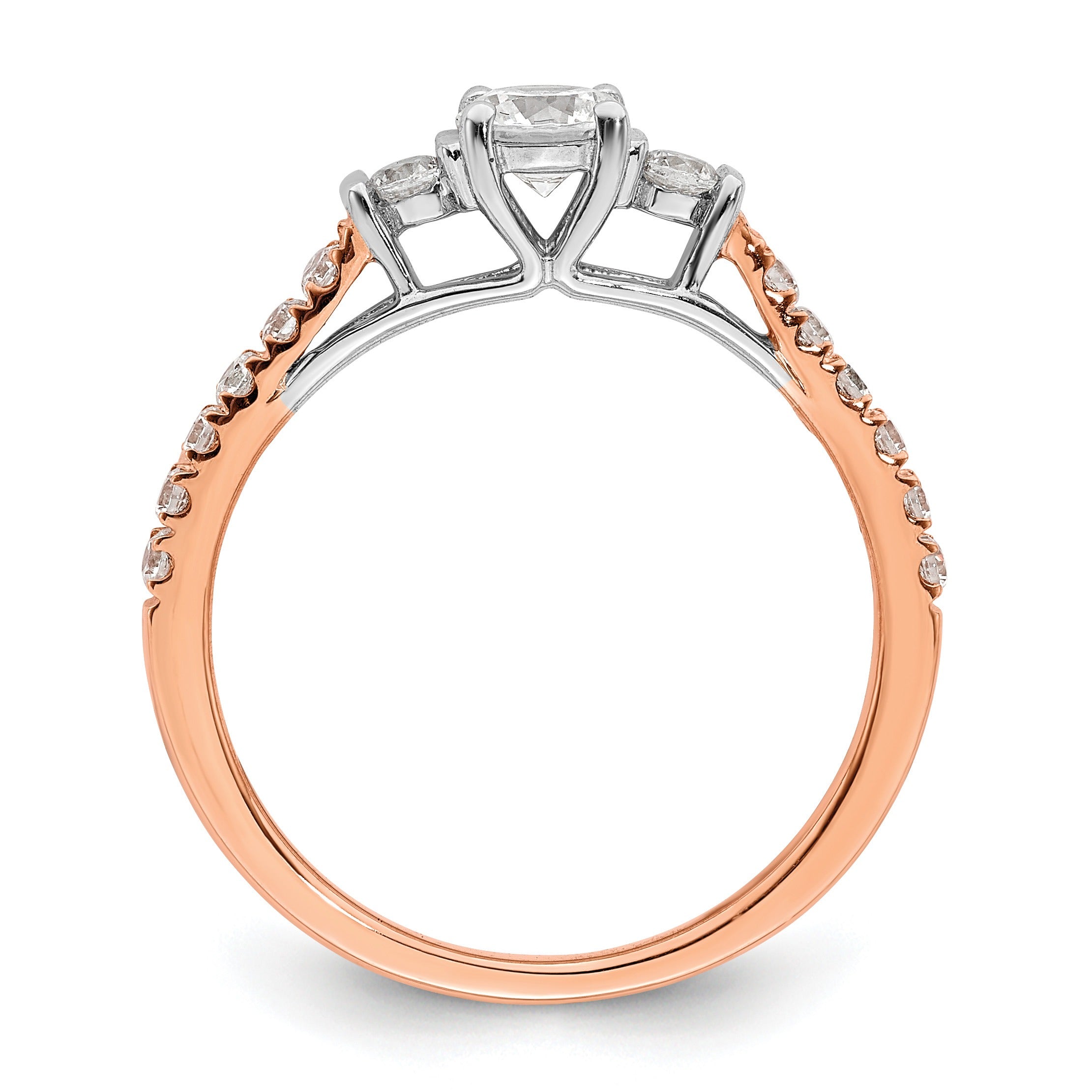 0.75 Ct Lab Grown Diamond Petite 3 stone Engagement Ring 14k Gold