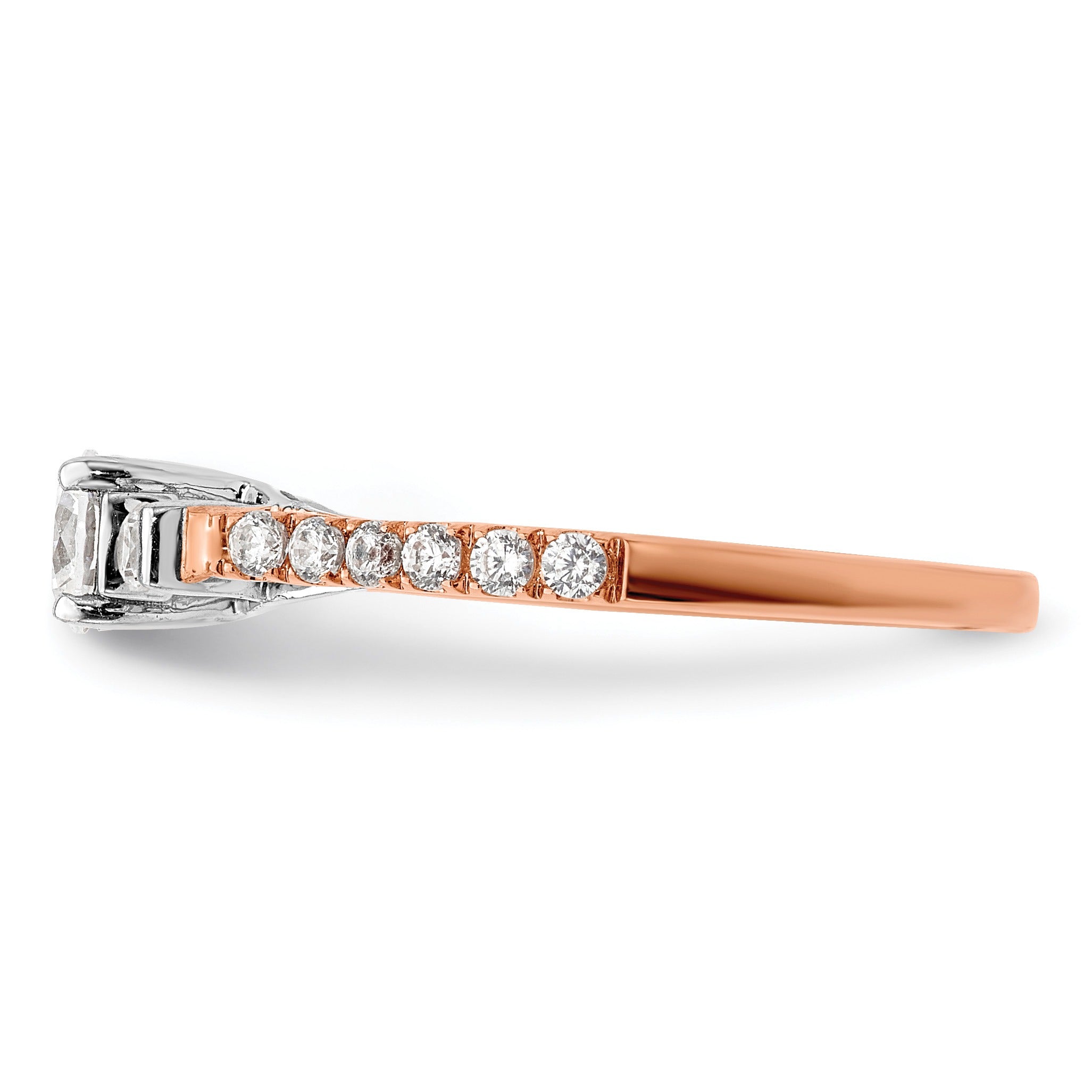 0.75 Ct Lab Grown Diamond Petite 3 stone Engagement Ring 14k Gold