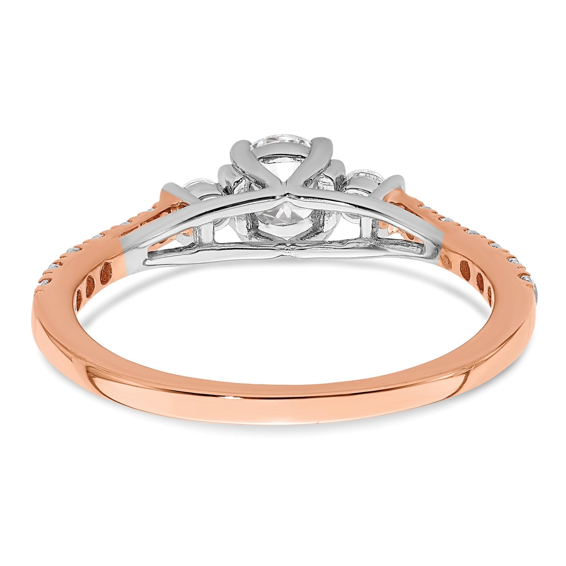 0.75 Ct Lab Grown Diamond Petite 3 stone Engagement Ring 14k Gold