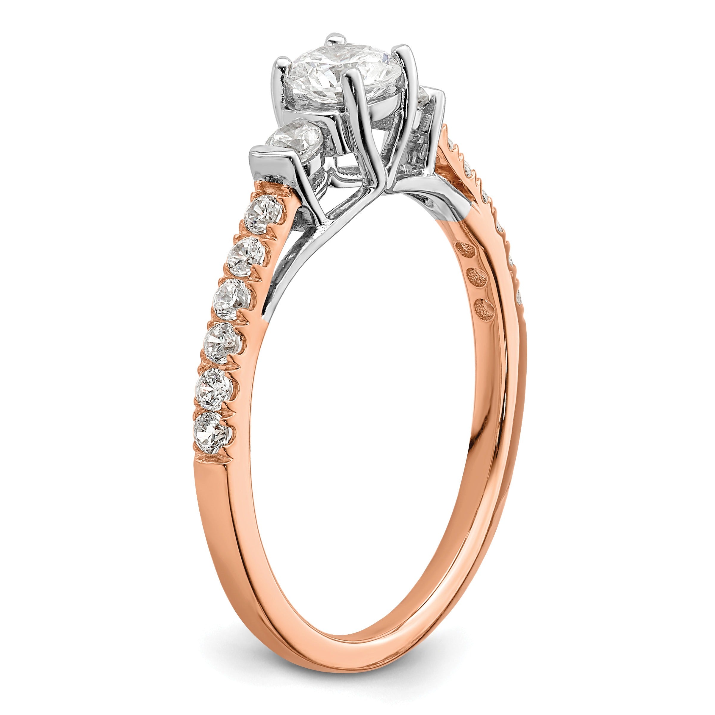 0.75 Ct Lab Grown Diamond Petite 3 stone Engagement Ring 14k Gold