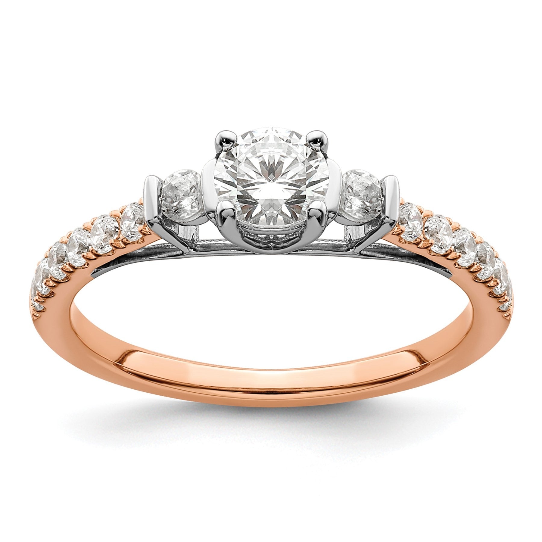 0.75 Ct Lab Grown Diamond Petite 3 stone Engagement Ring 14k Gold