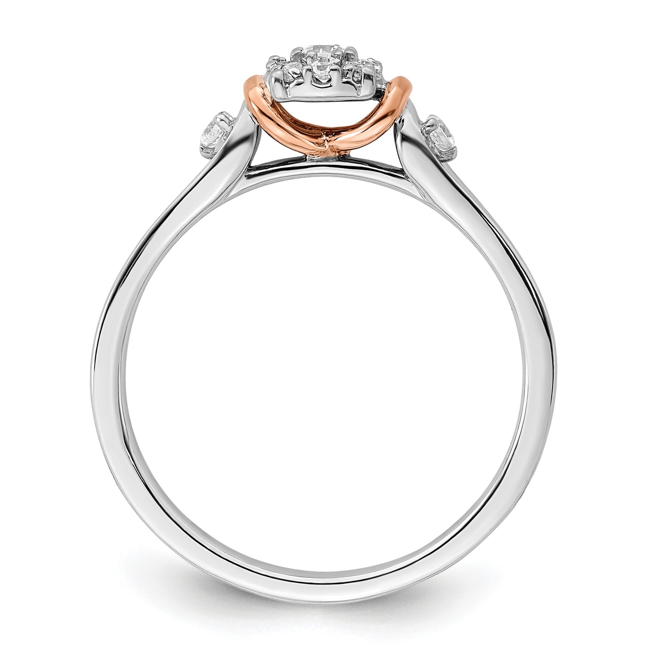 14k Two-tone Rose and White Gold Lab Grown Diamond Petite Engagement Ring