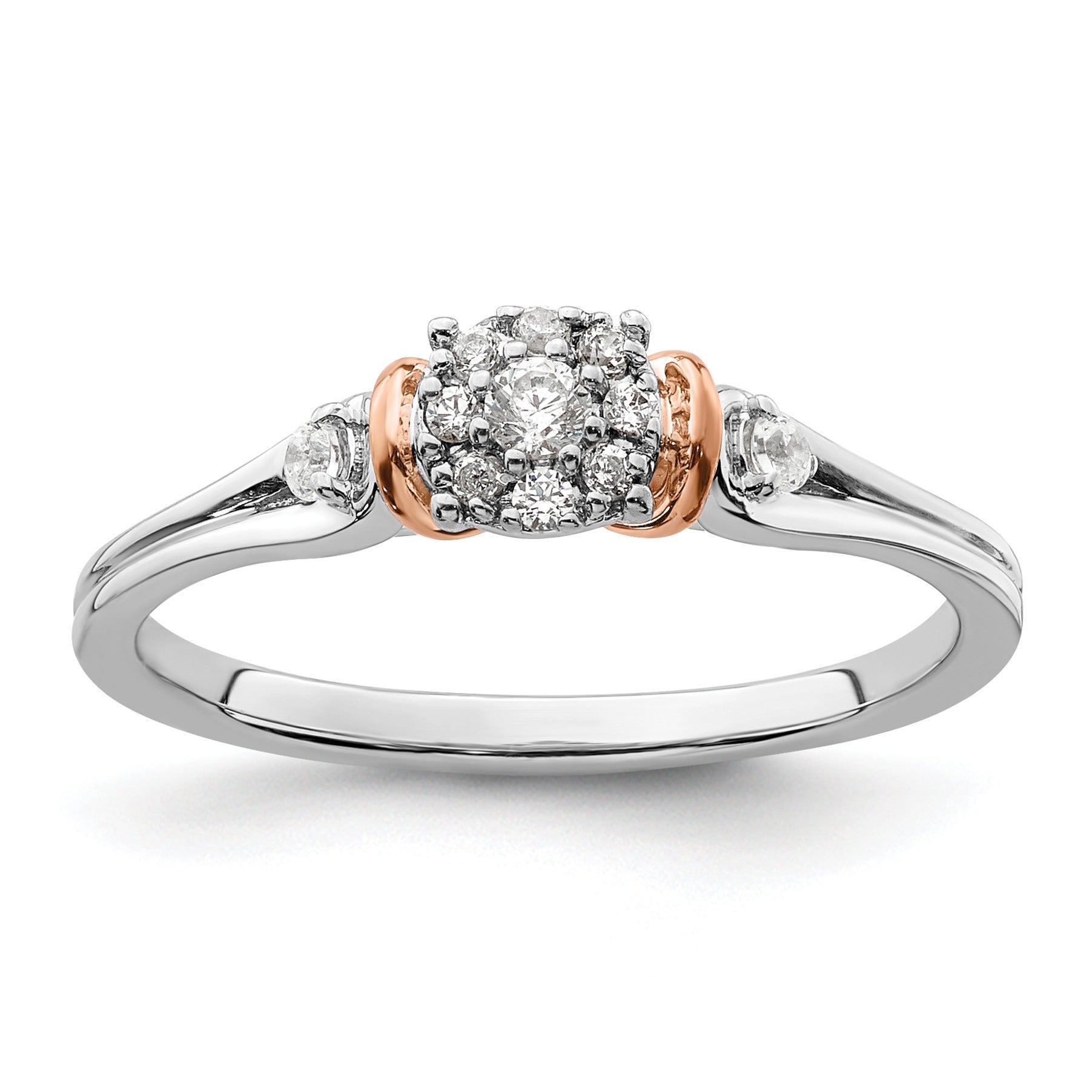 14k Two-tone Rose and White Gold Lab Grown Diamond Petite Engagement Ring