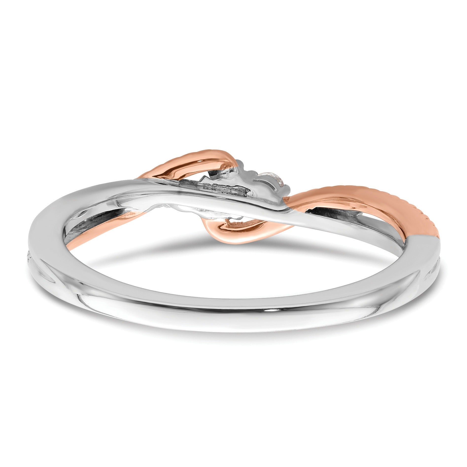 14k Gold Round Three Lab Created Diamond Bypass Ring