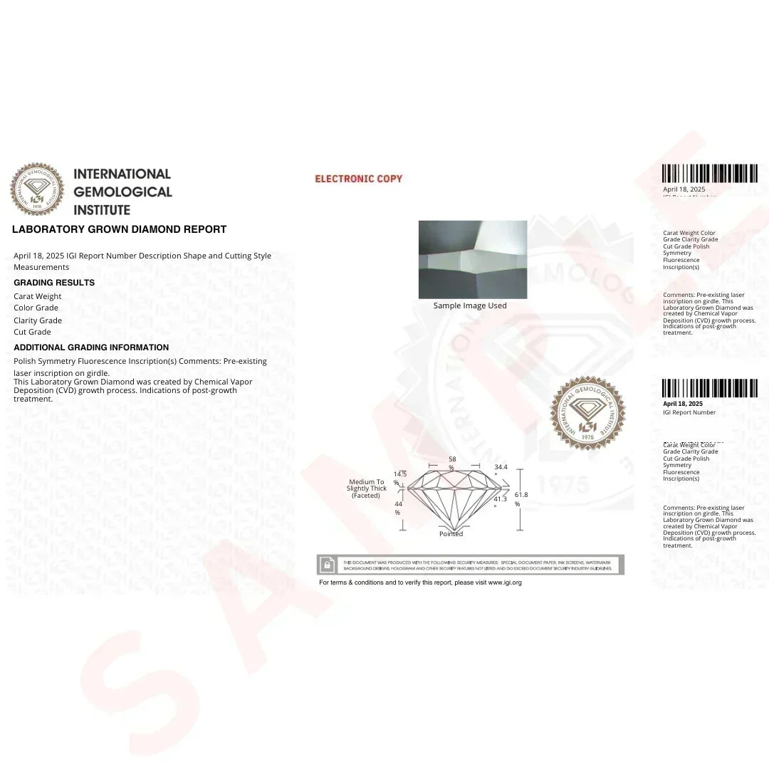 Radiant Loose Lab Grown Diamond Stone SI1 IGI Certified - Fine Diamond