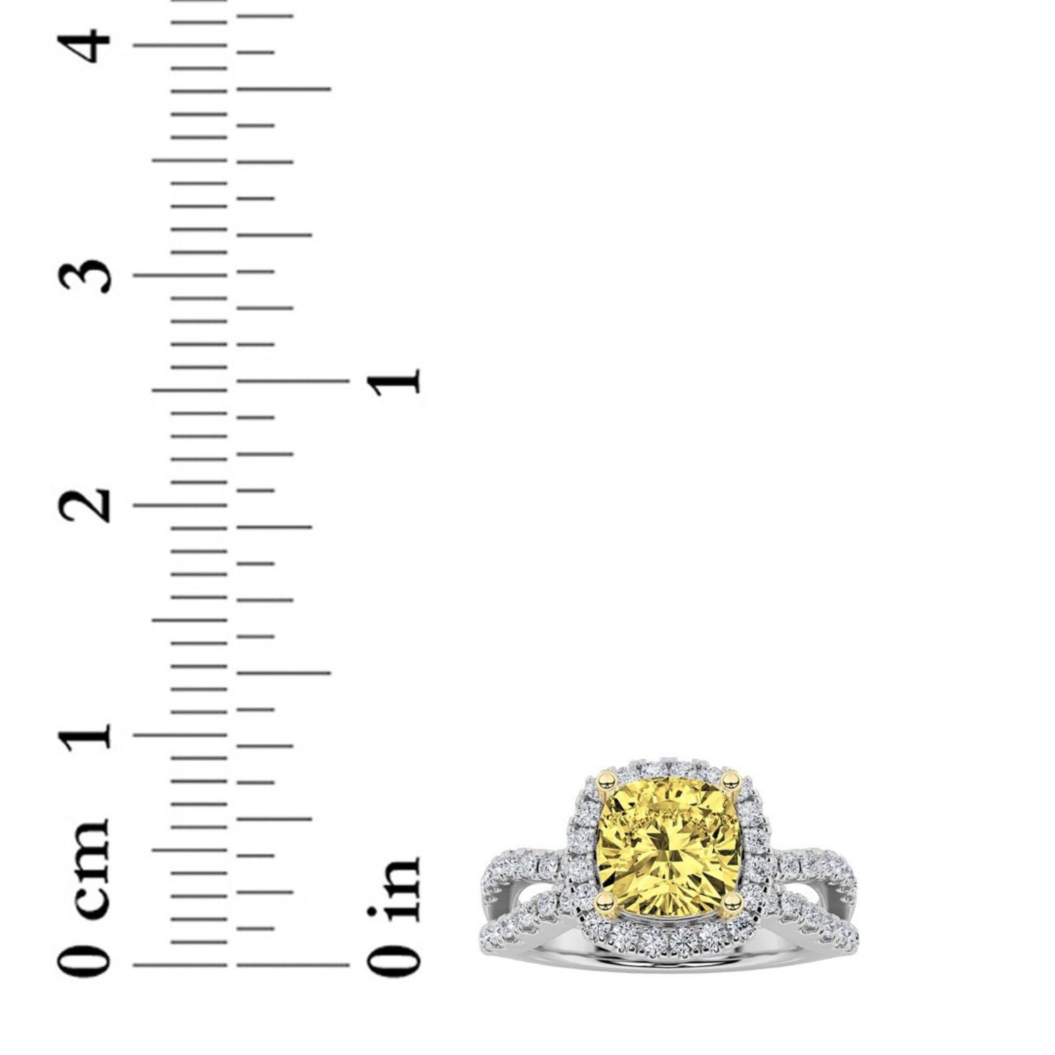 2.25Cttw Elongated Cushion Shaped Yellow Lab Grown Diamond (F/VS) Ring in 14K Gold