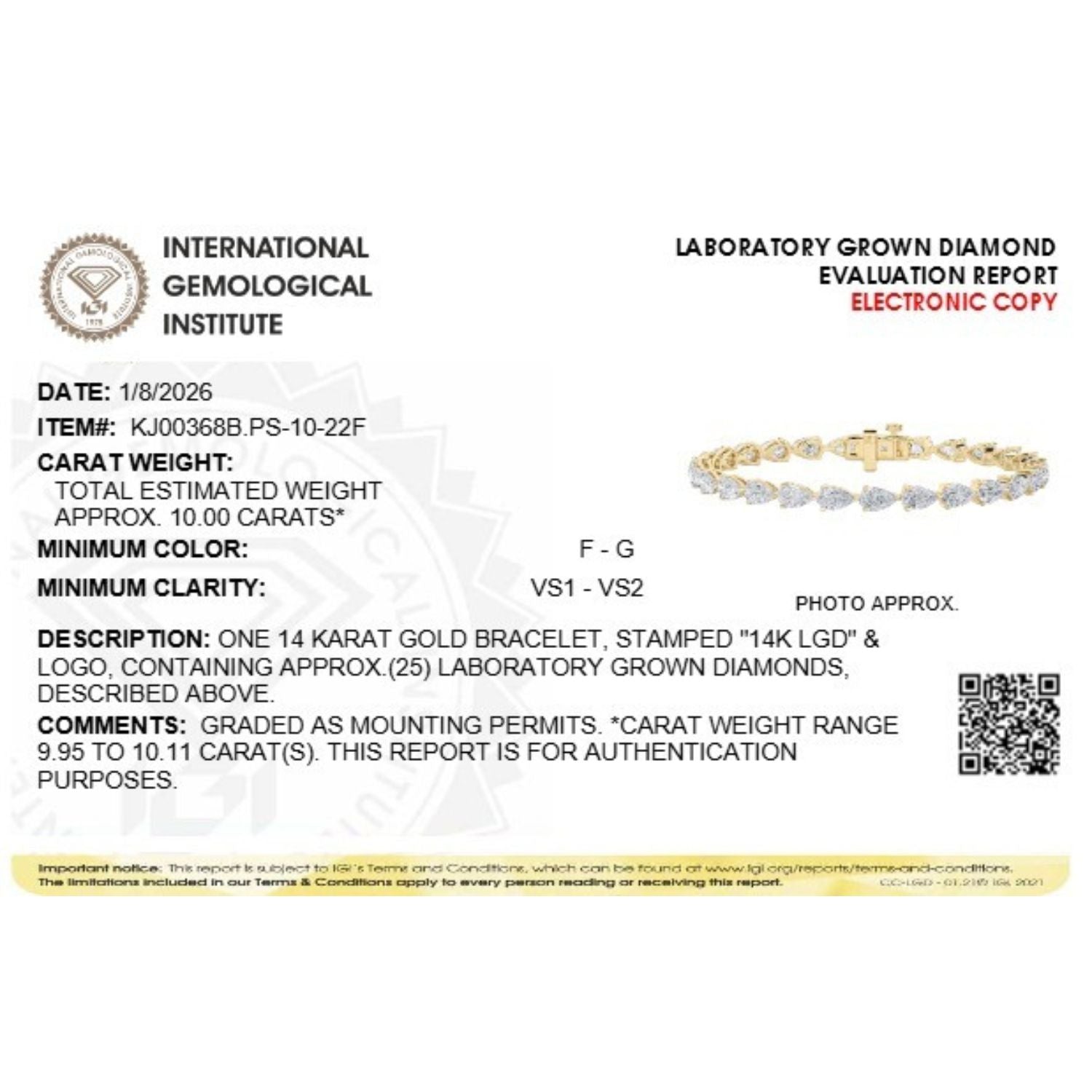 Pear (F/VS) Lab Grown Diamond Prong 14K Yellow Gold Fancy Line Tennis Bracelet