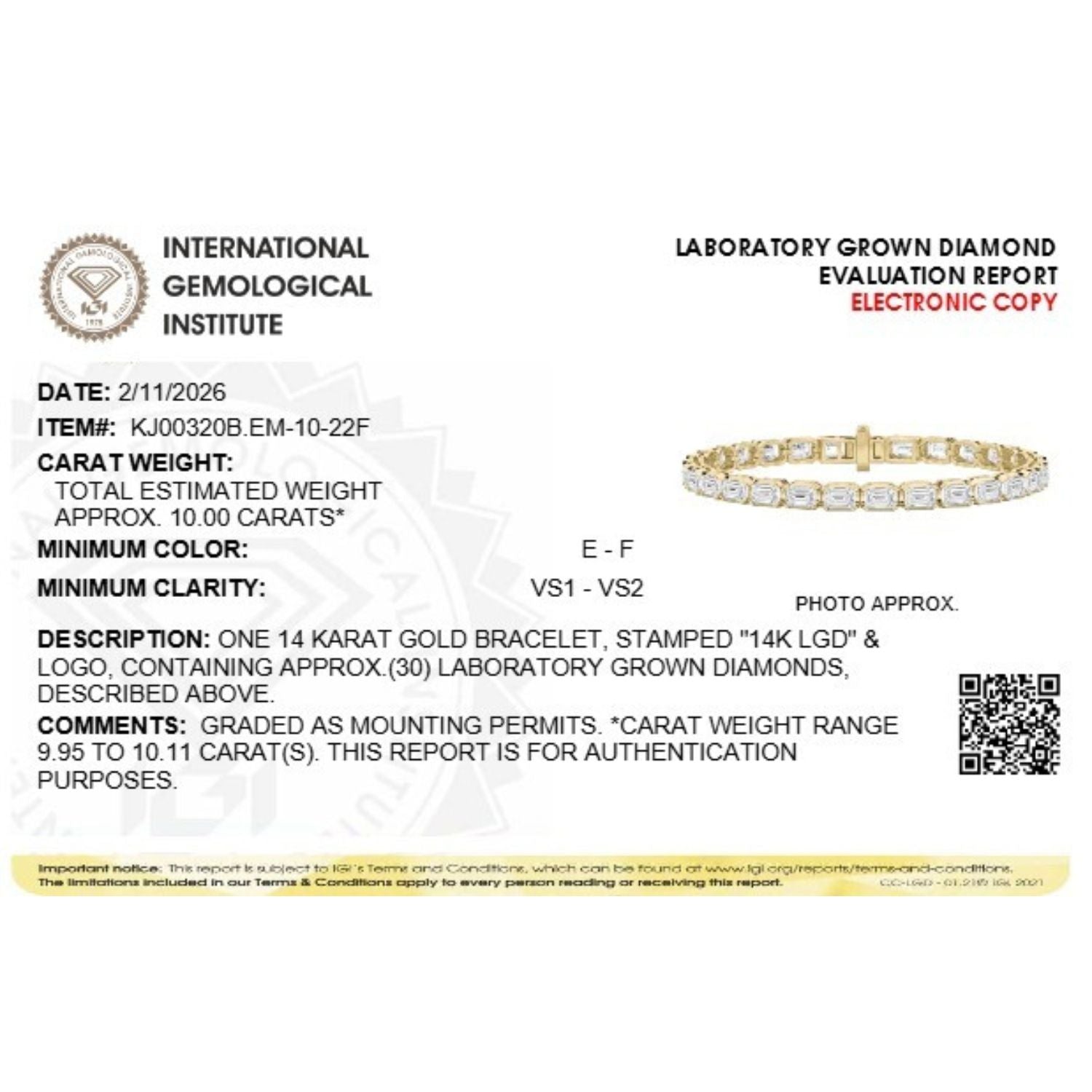 Emerald (F/VS) Lab Grown Diamond Bezel 14K Yellow Gold Tennis Bracelet