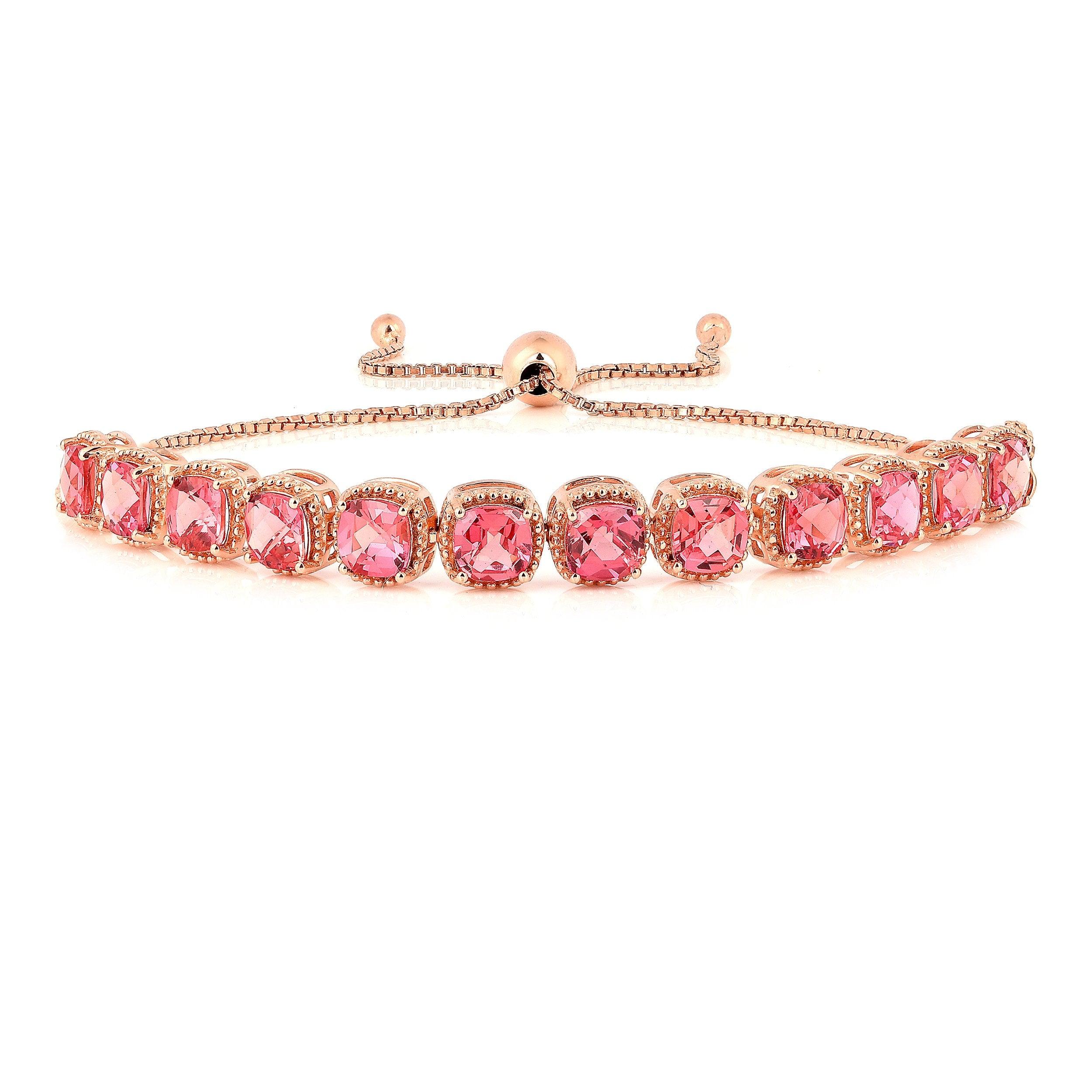 peach sapphire bracelet, sapphire sterling silver jewelry, 18K gold jewelry, rose gold adjustable bracelet, gift for her, gift for mom