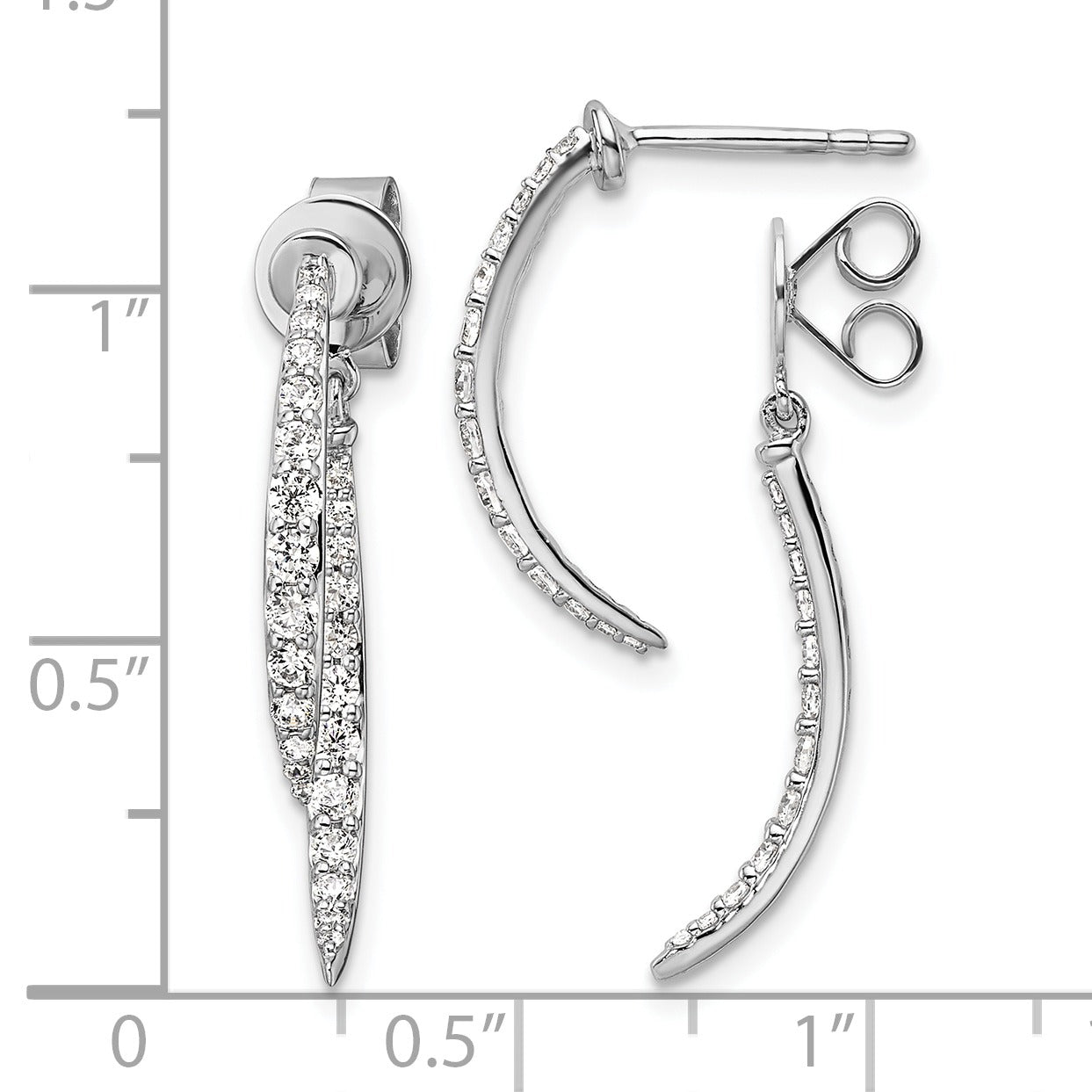 14k White Gold Lab Grown Diamond Dangle Post Earrings 0.625 Ct