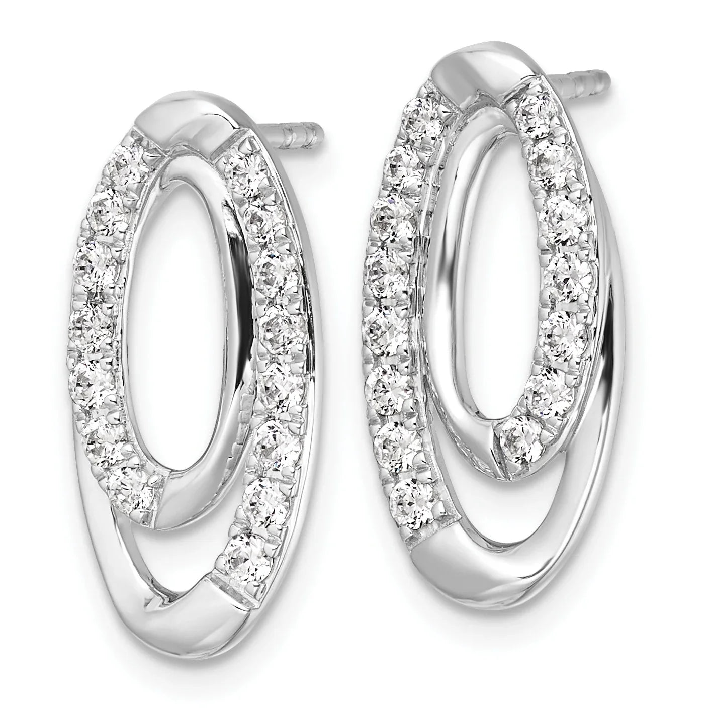 14k White Gold Lab Grown Diamond Oval Earrings - Fine Diamond