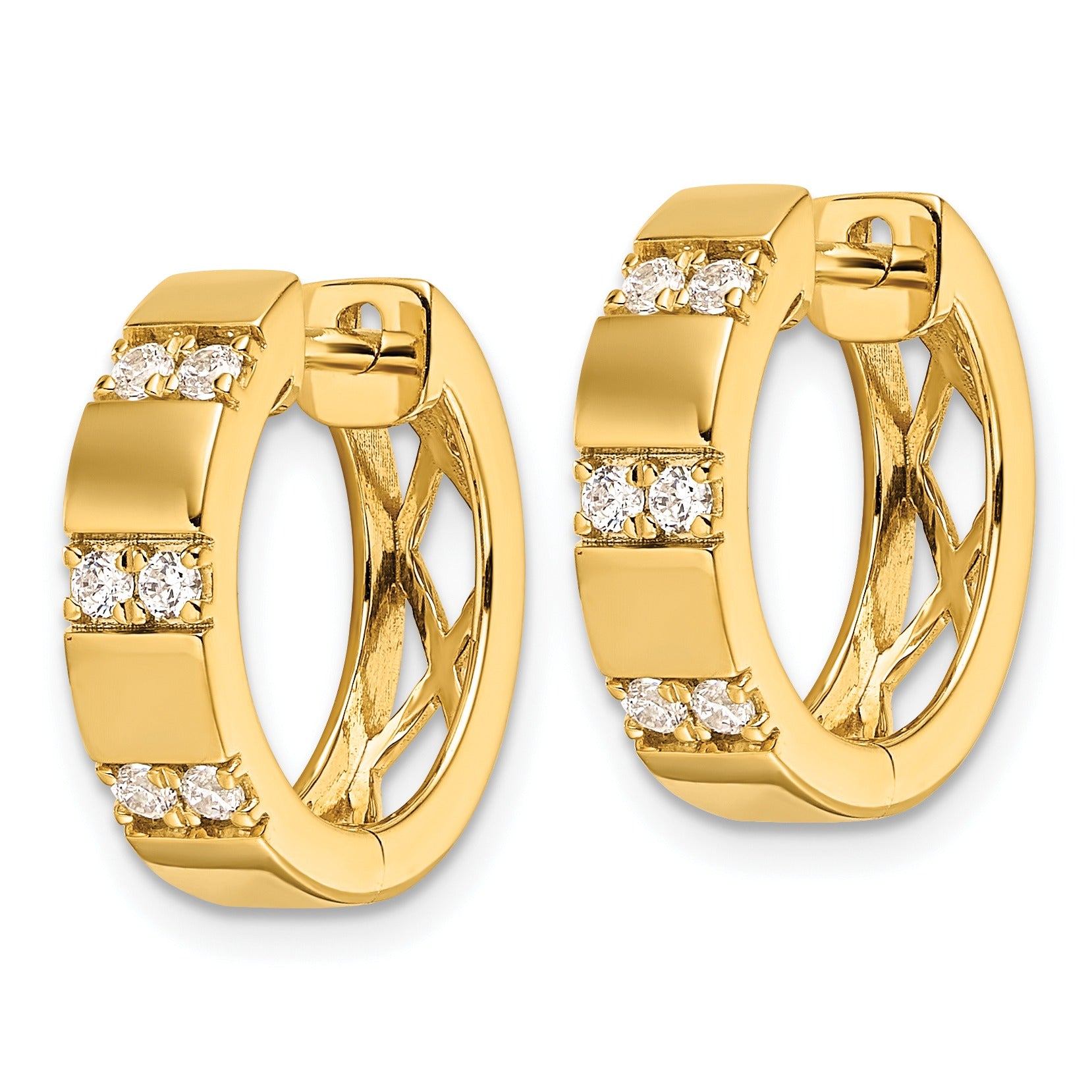 14k Yellow Gold Lab Grown Diamond Hinged Hoop Earring