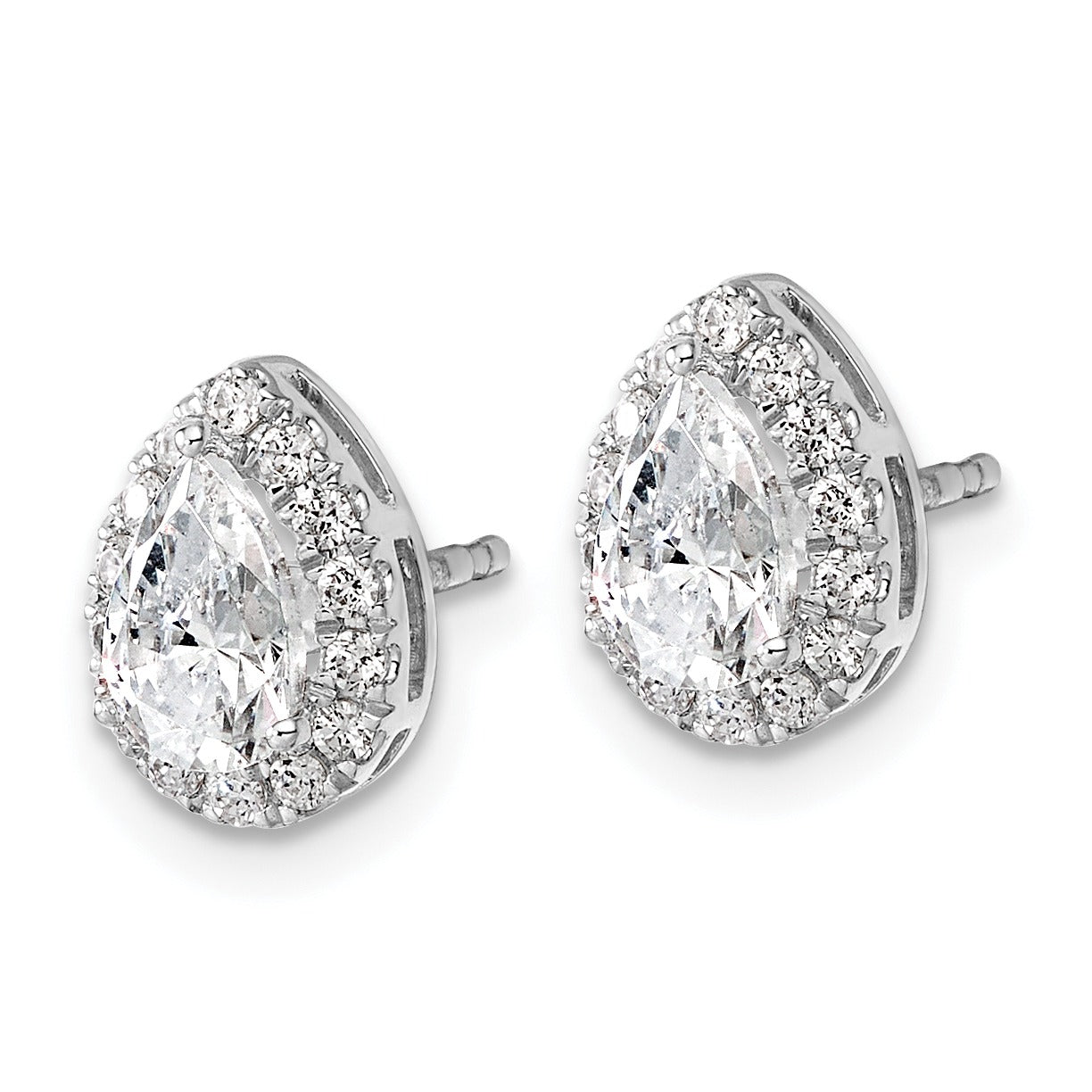 14k White Gold Lab Grown Diamond Semi-Mount Pear Halo Earrings 0.25 Ct