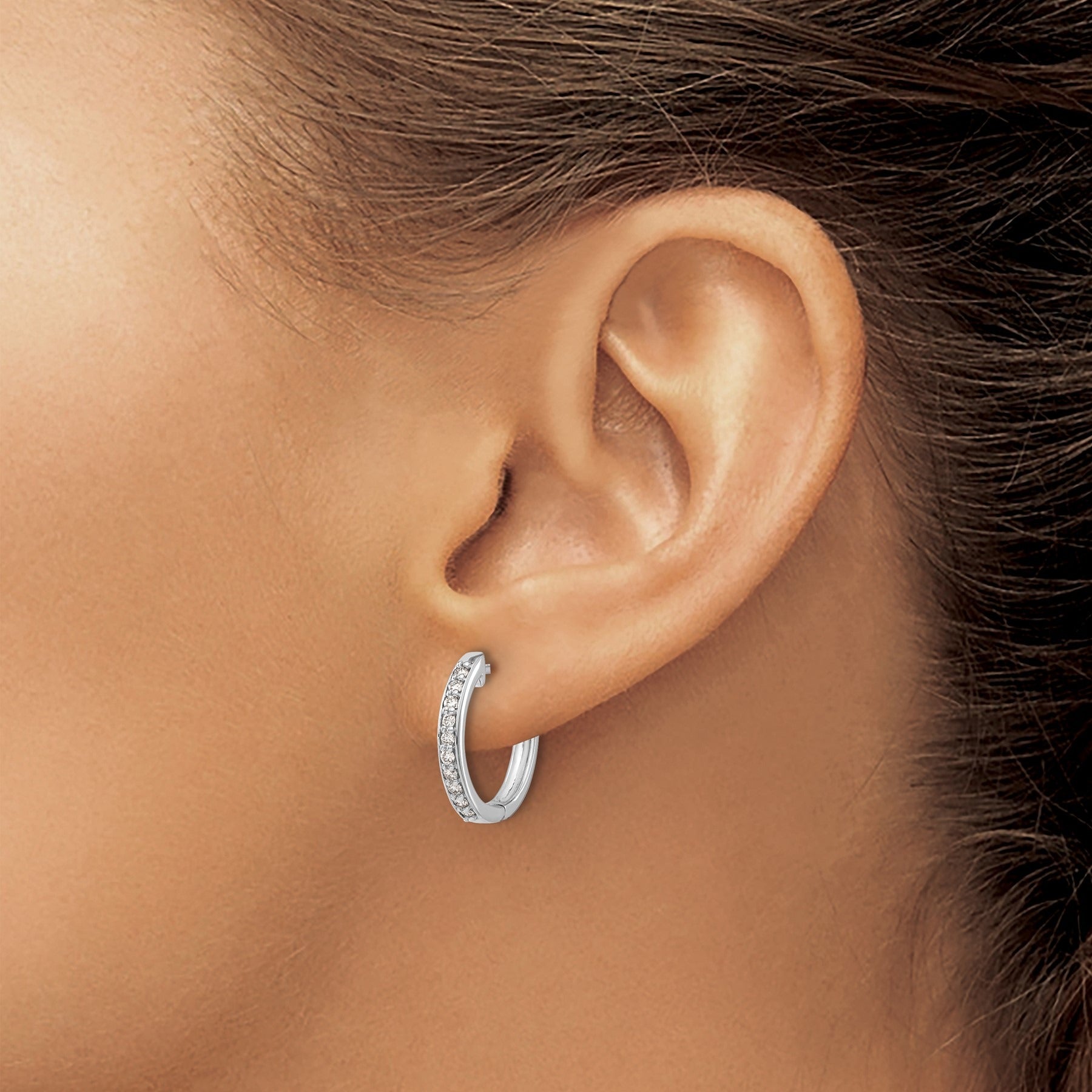14k Gold Lab Grown Diamond Hinged Hoop Earrings