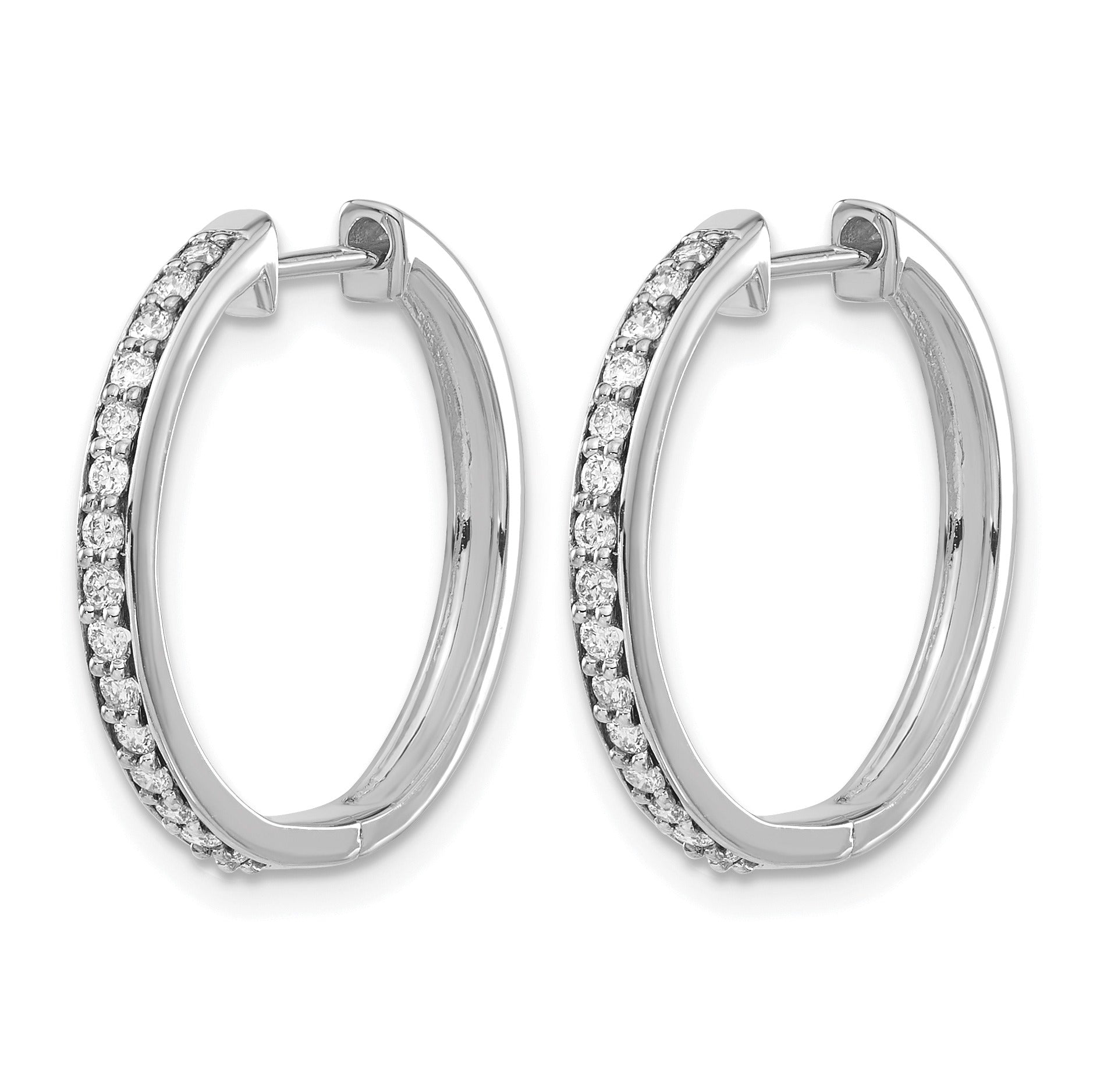 14K Gold Round Lab Grown Diamond Hinged Hoop Earrings