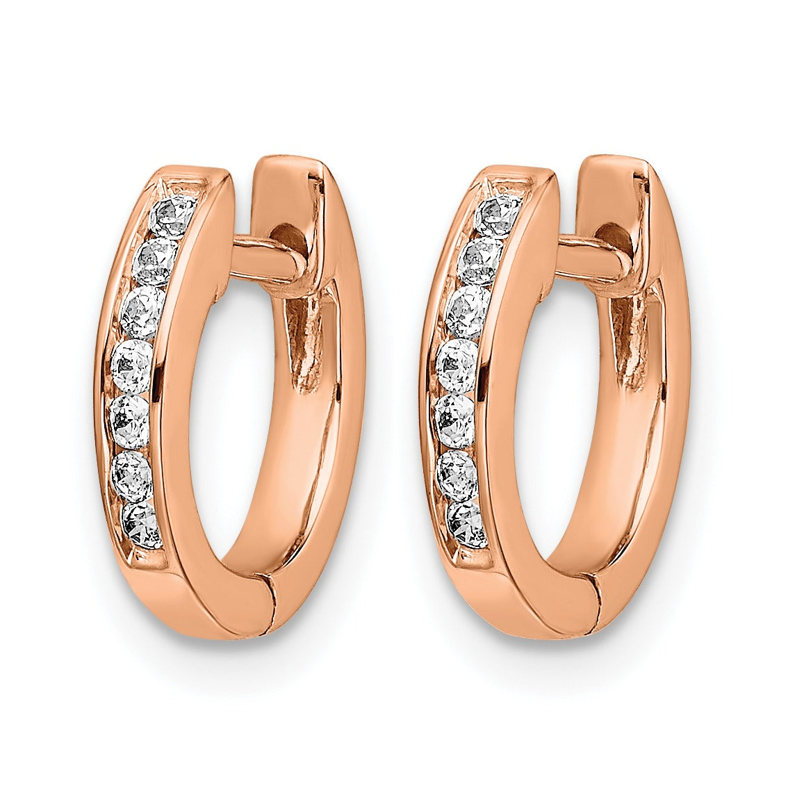 14K Gold Lab Grown Round Diamond Hinged Hoop Earrings