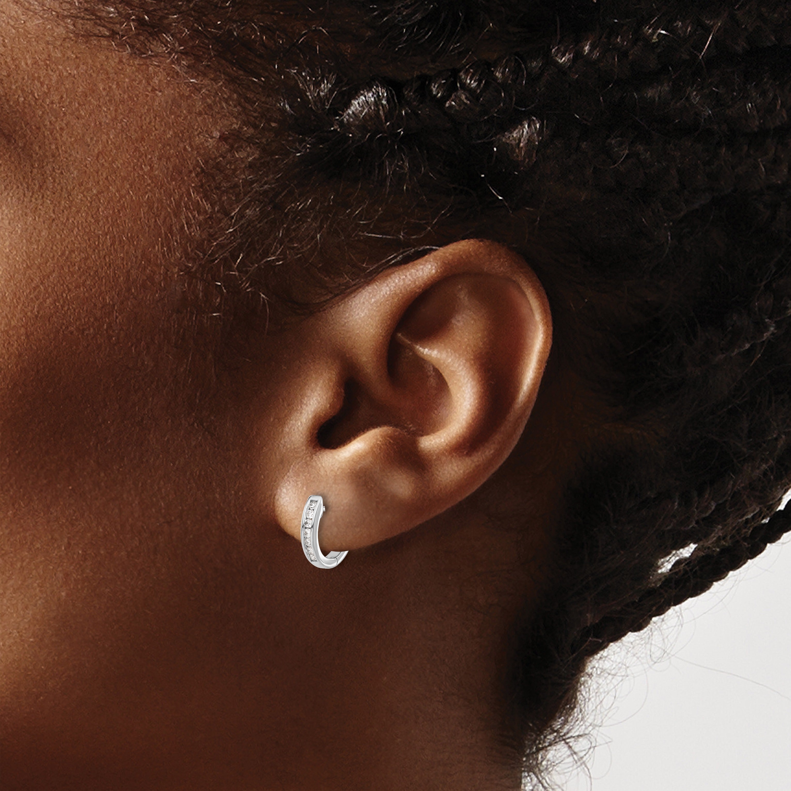 14K Gold Lab Grown Round Diamond Hinged Hoop Earrings