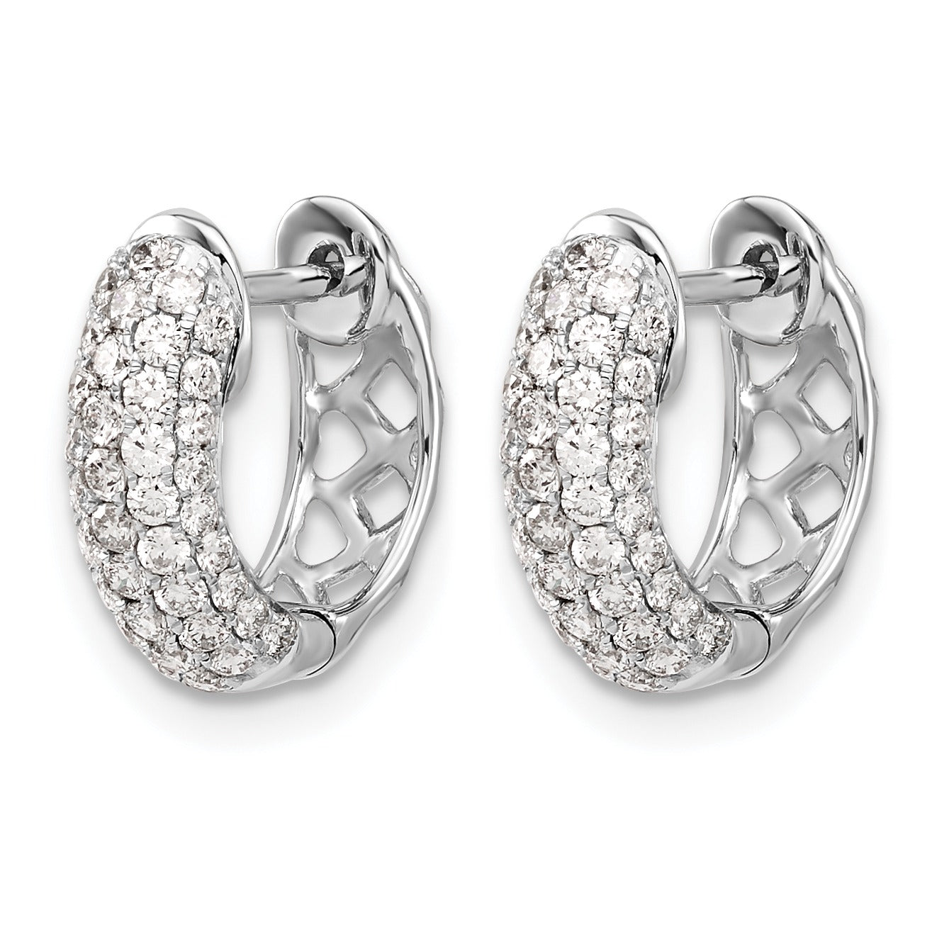 14k White Gold 3/4 carat Lab Grown Diamond Hinged Hoop Earrings