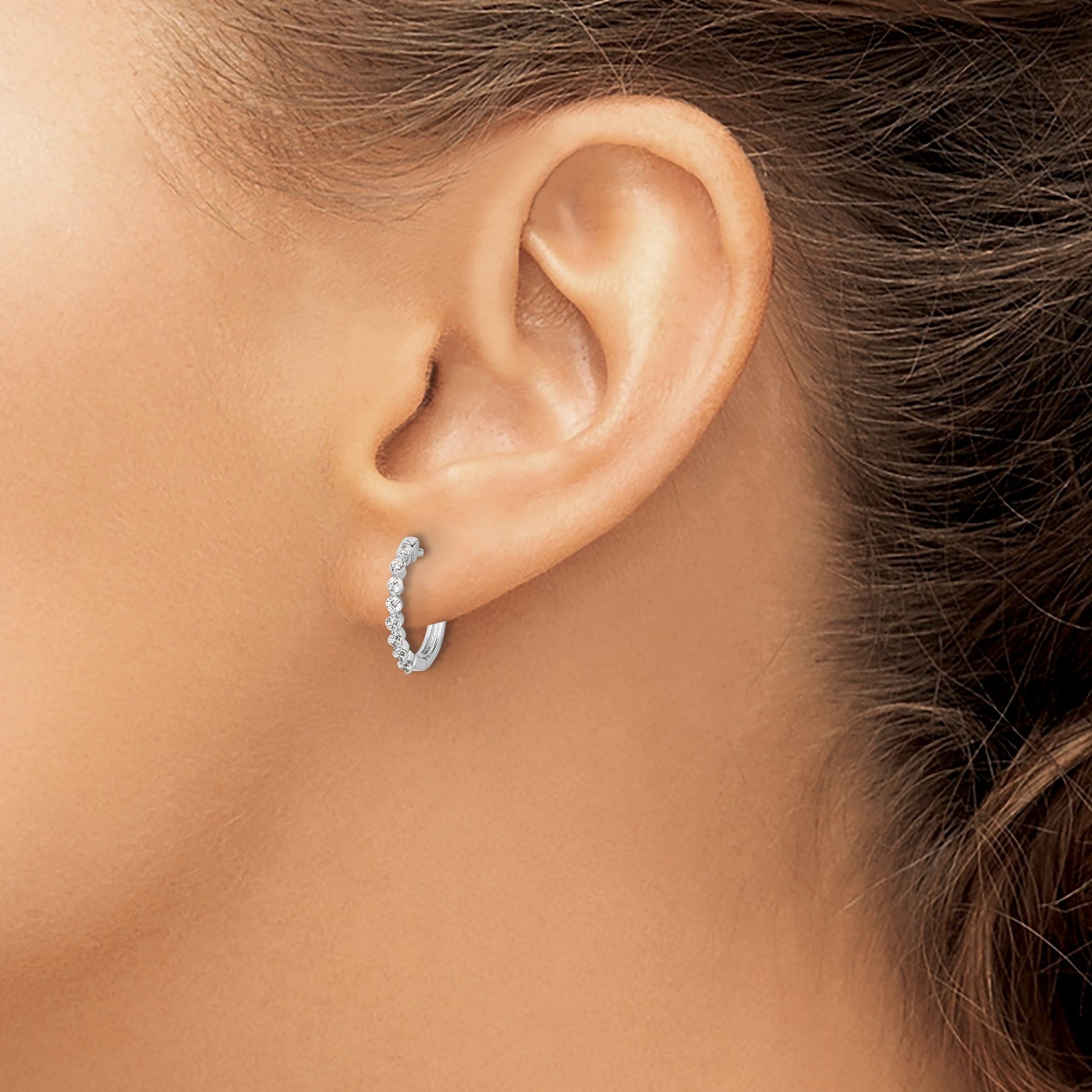 14k Gold Lab Grown Diamond Hinged Hoop Earrings