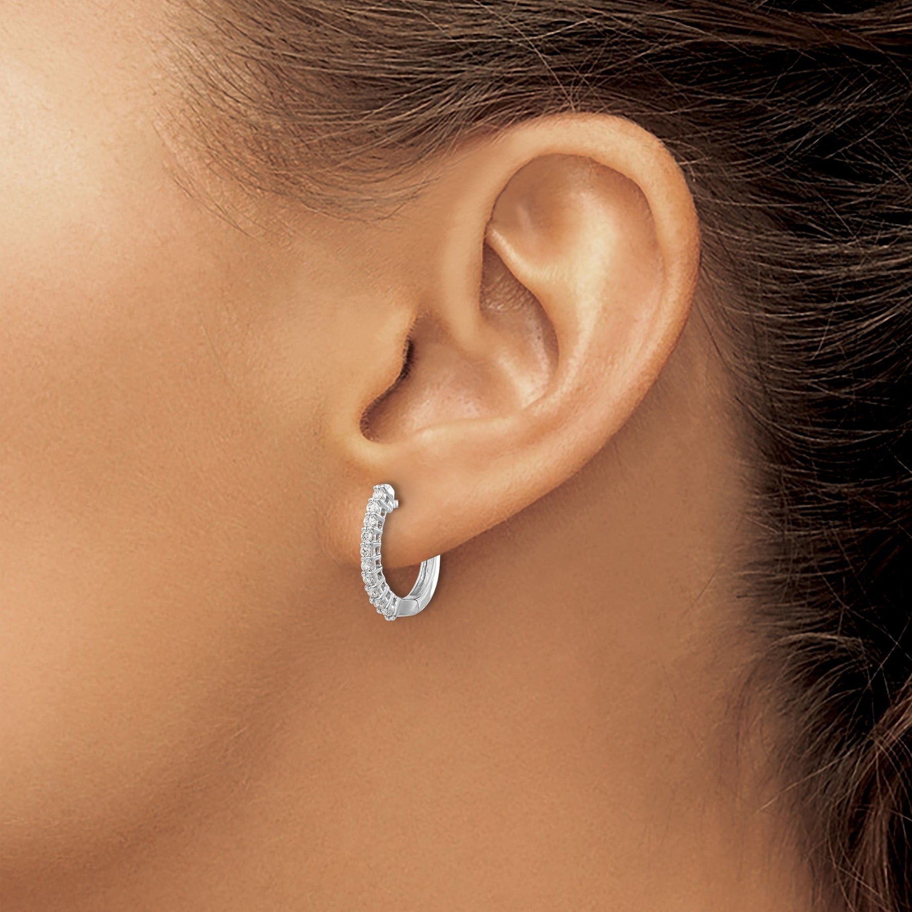 14k Gold Lab Grown Diamond Hinged Hoop Earrings