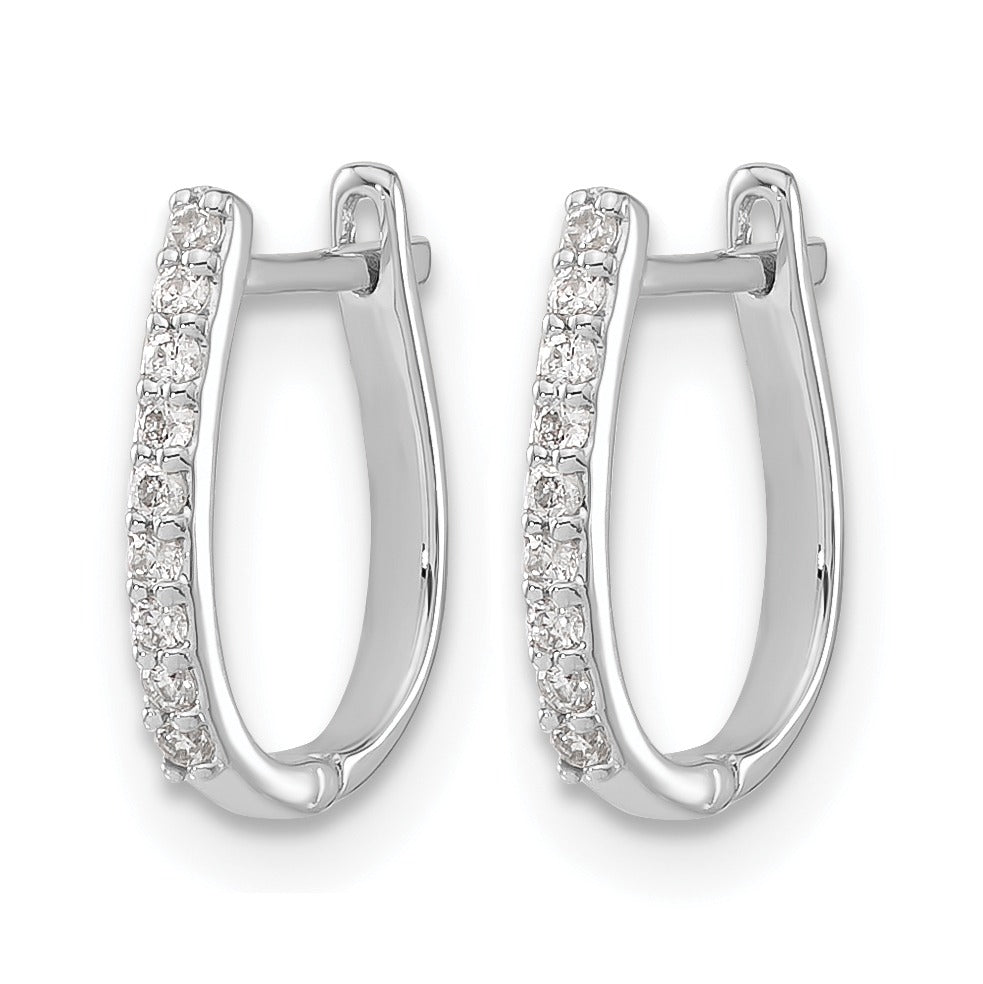 14K White Gold Lab Grown Diamond Hinged Hoop Earrings