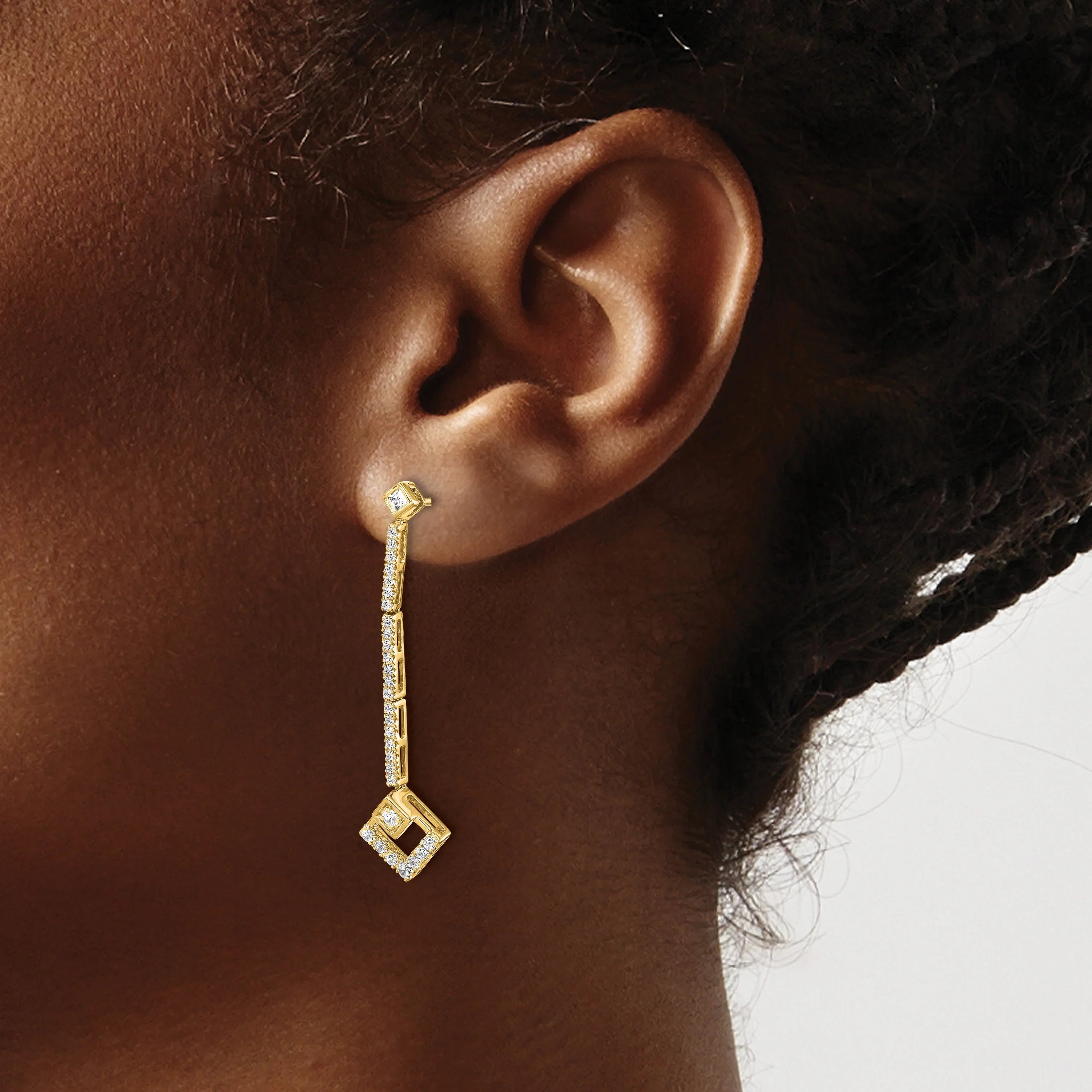 14k 1/2 carat Lab Grown Diamond Dangle Post Earrings - Fine Diamond