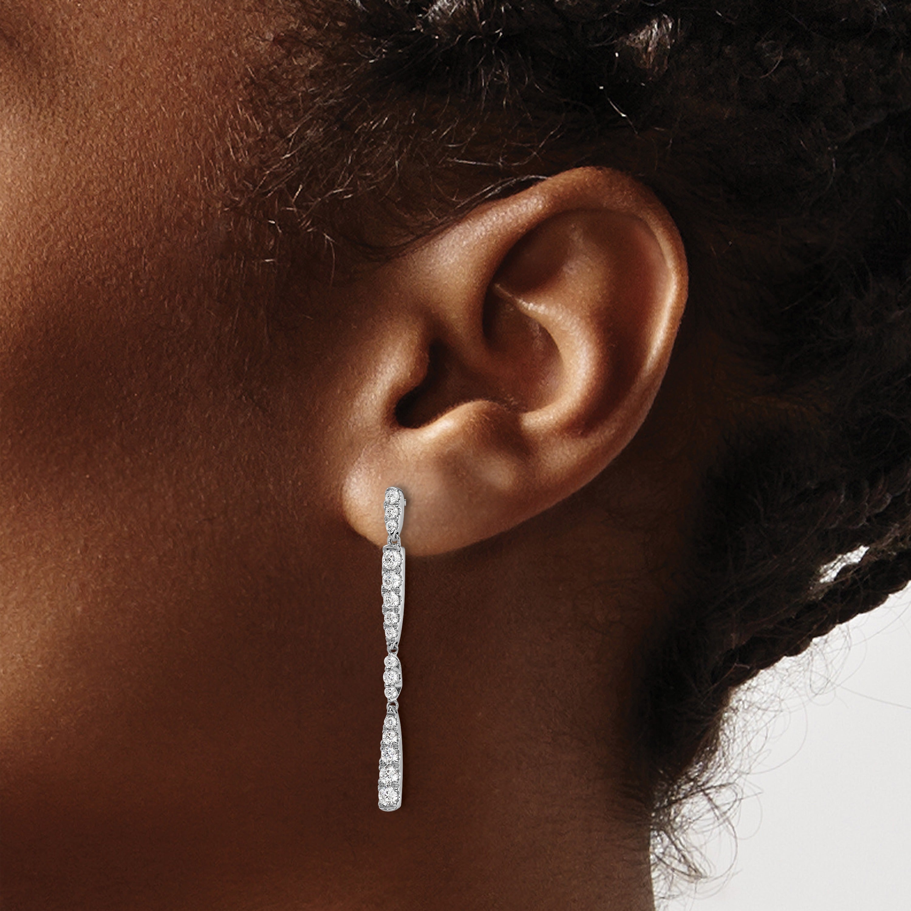 14k White Gold 1 carat Lab Grown Diamond Dangle Post Earrings