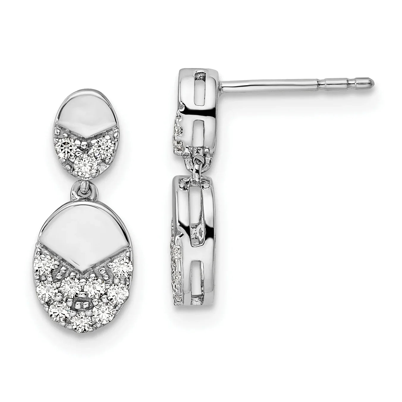 14k White Gold Lab Grown Diamond Dangle Earrings - Fine Diamond