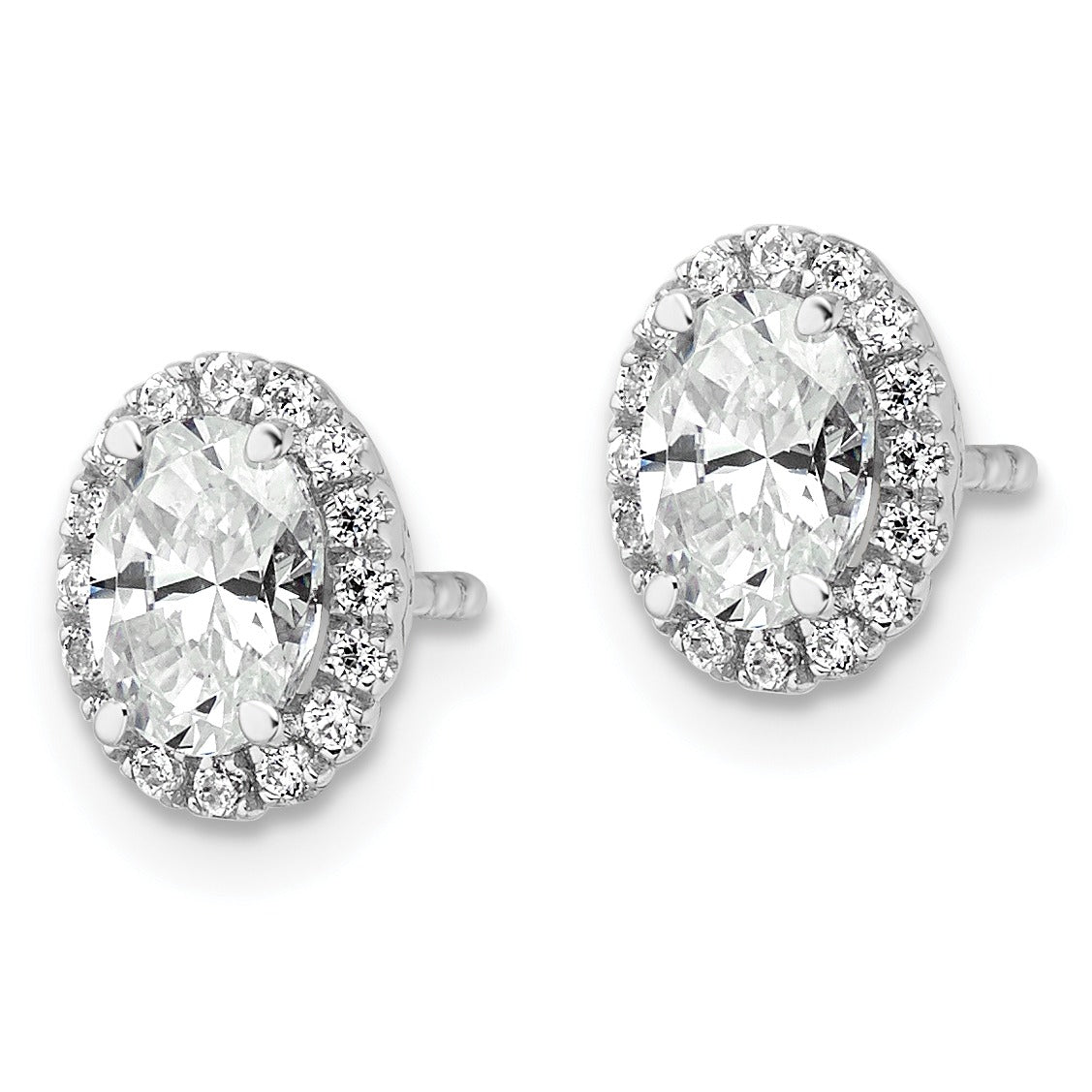 14k White Gold Lab Grown Diamond Oval Halo Stud Earrings 1.5 Ct