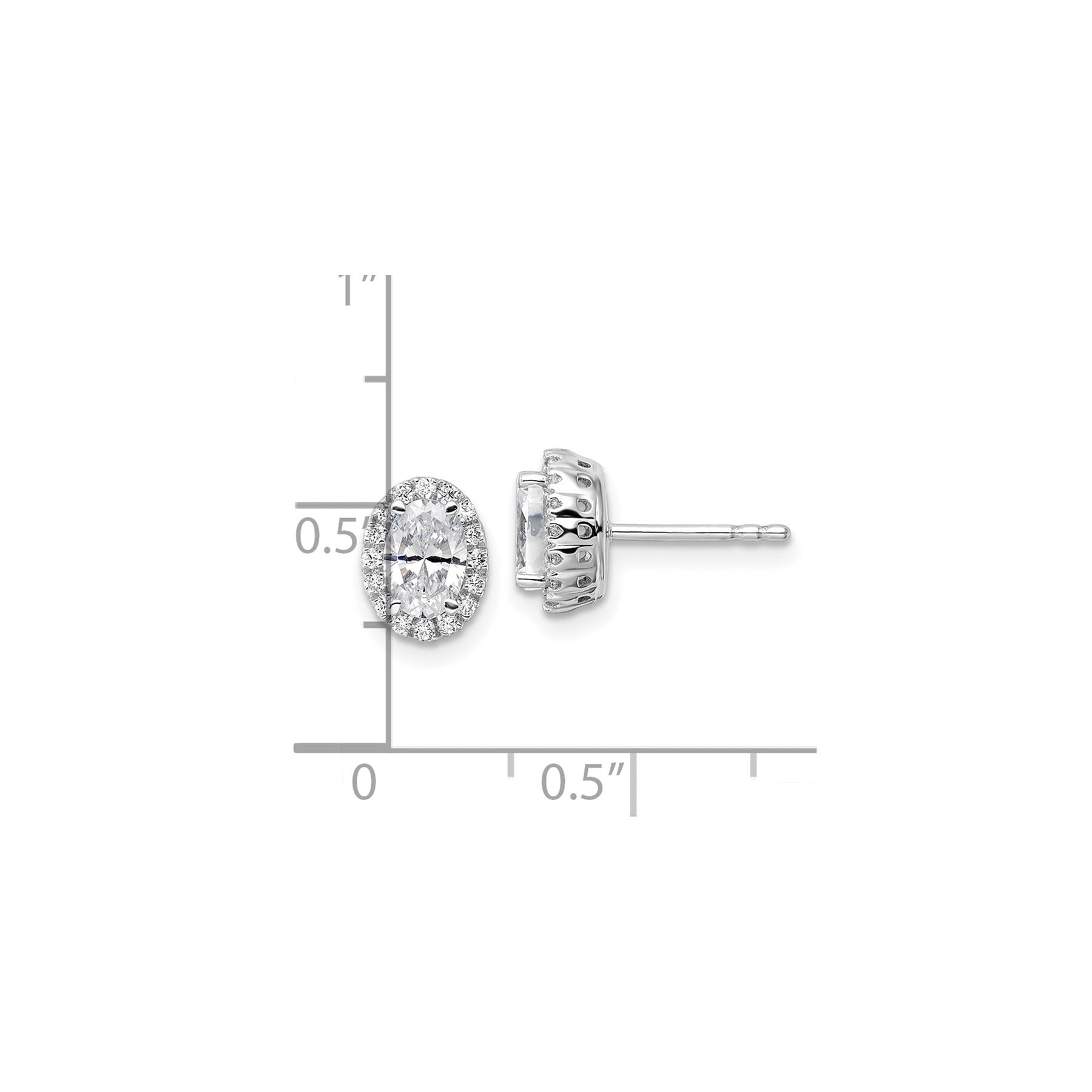 14k White Gold Lab Grown Diamond Oval Halo Stud Earrings