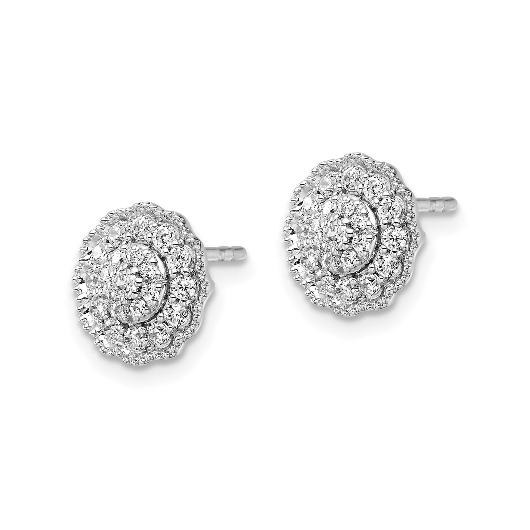 14k White Gold Lab Grown Diamond Halo Stud Earrings
