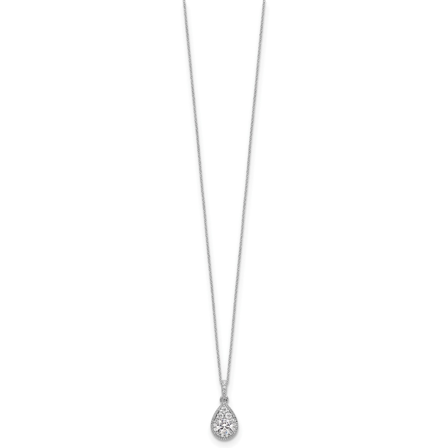 Lab Grown Diamond Teardrop Pendant Necklace Gold 1/2 ctw