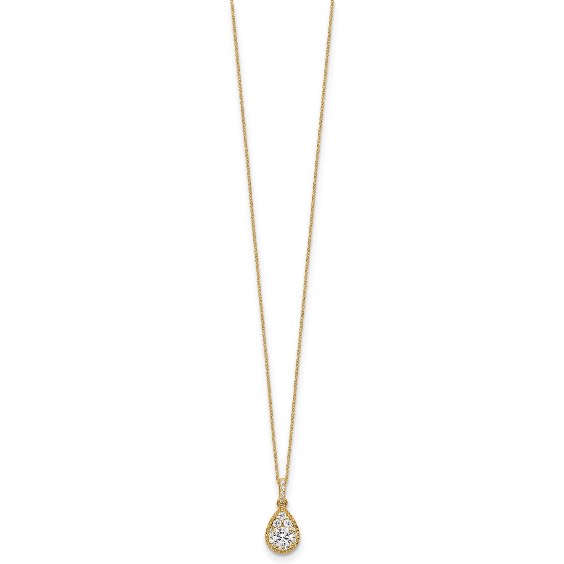 Lab Grown Diamond Teardrop Pendant Necklace Gold 1/2 ctw