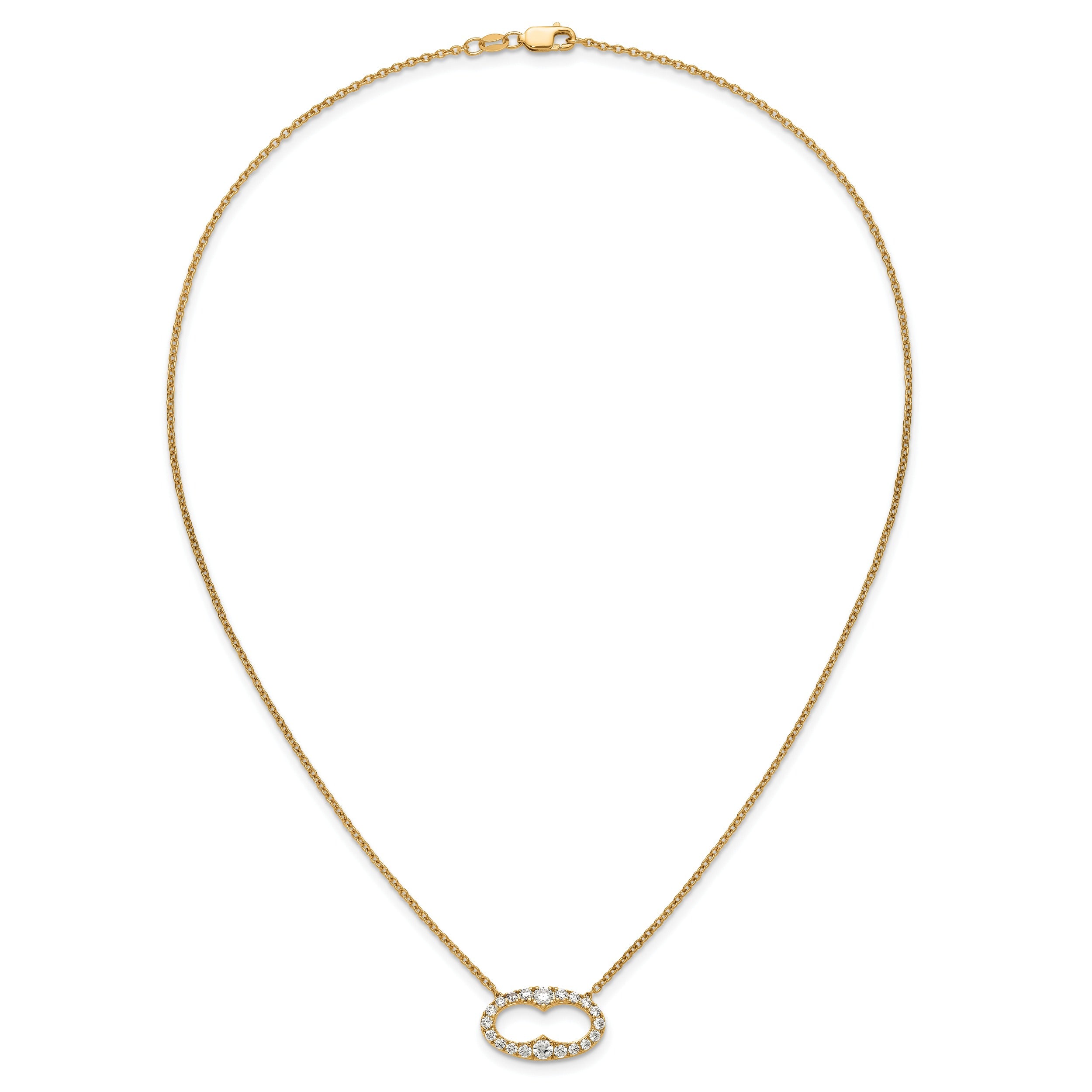 14k Lab Grown Diamond Fancy Oval Bar Necklace