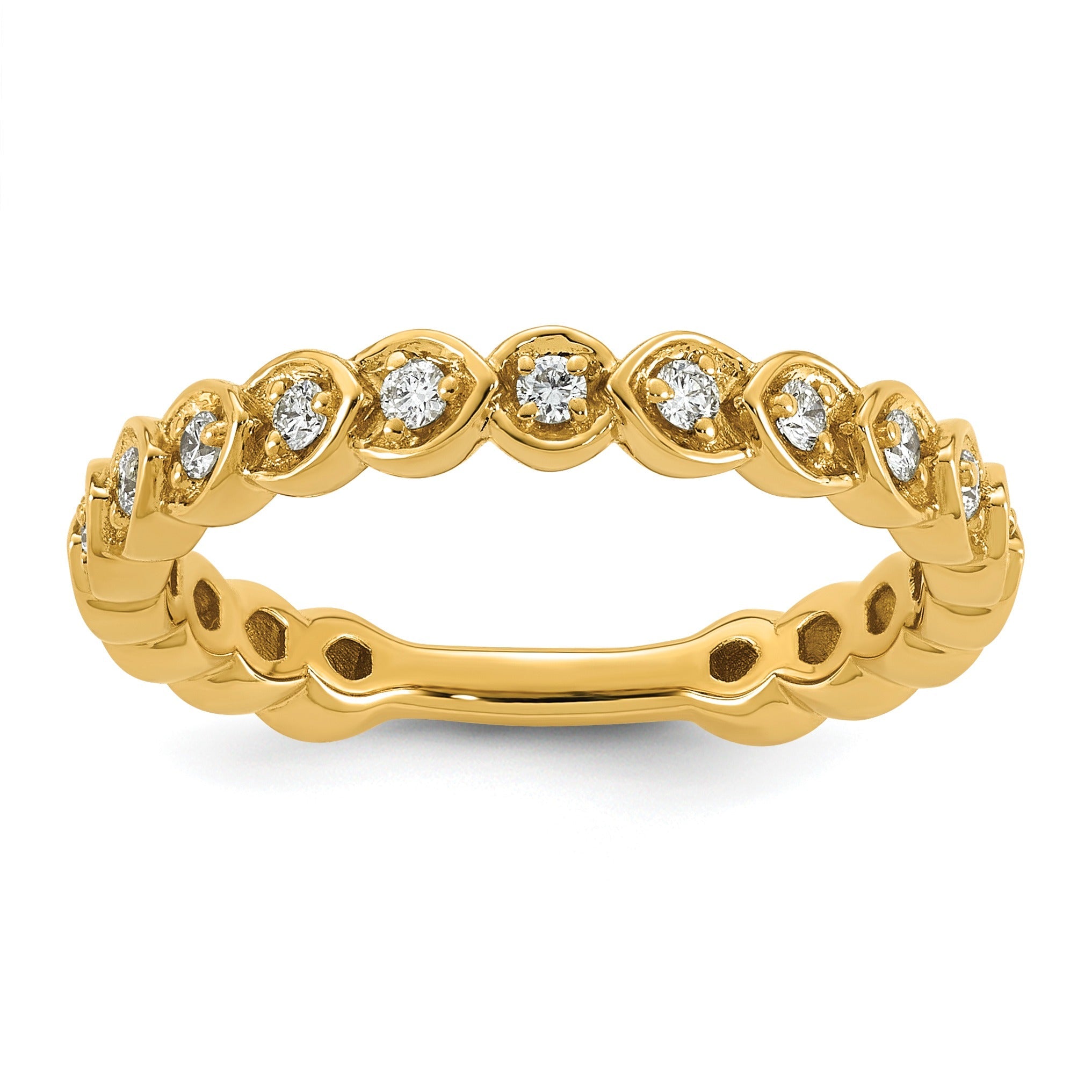 0.25 Ct Round Lab Grown Diamond Bezel 14K Yellow Gold Wedding Enhancer Band