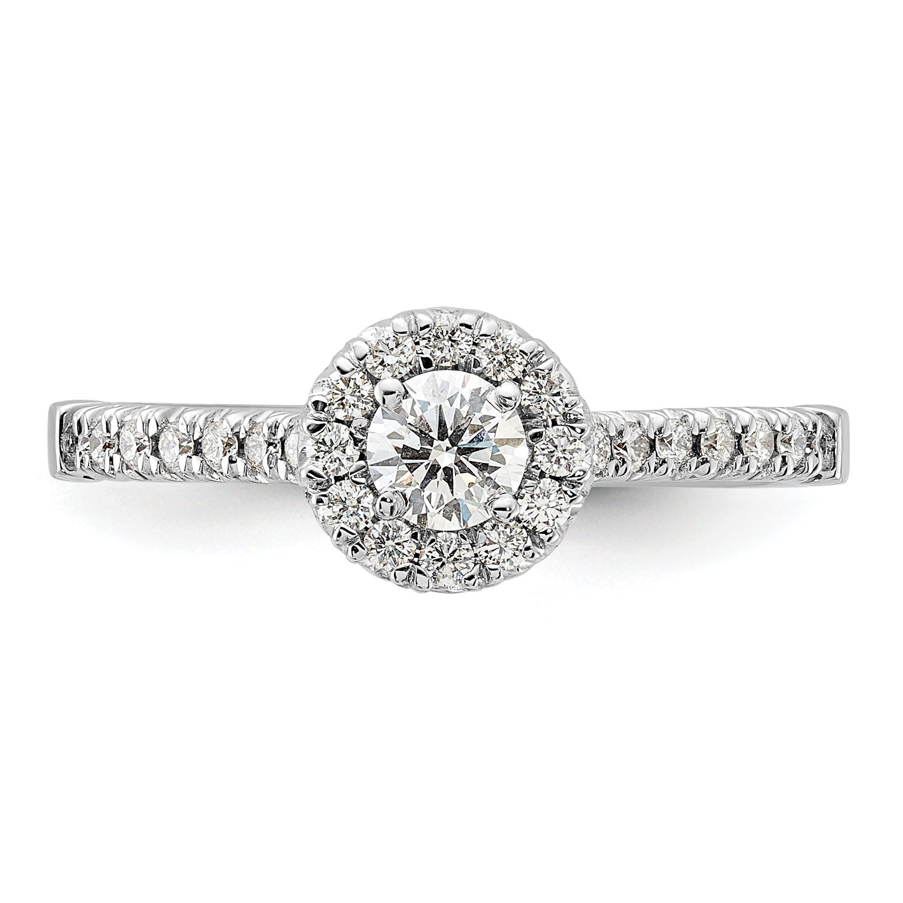 14k Lab Grown Diamond Round Halo Semi Mount Engagement Ring 0.25 ct