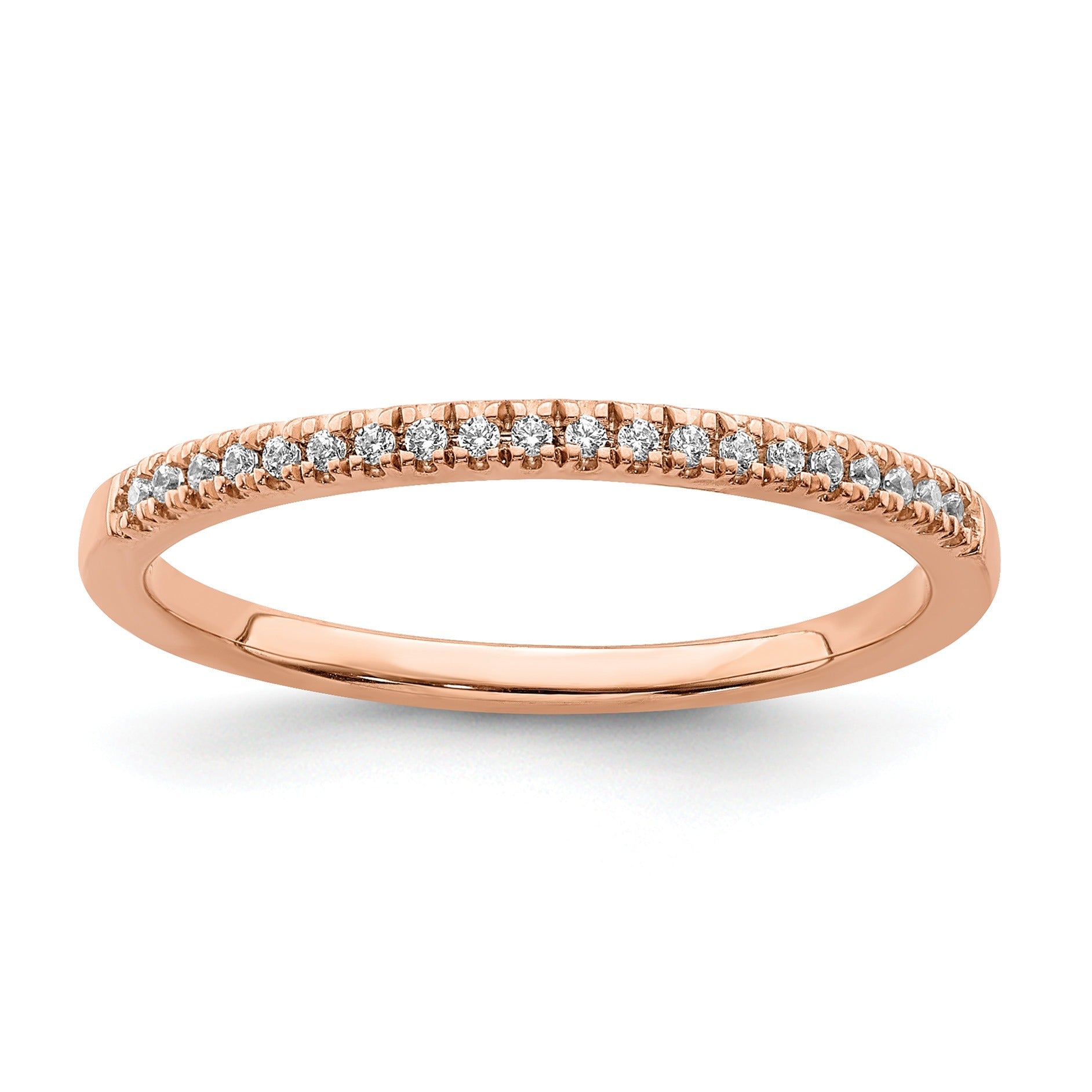 0.07 Ct Round Lab Grown Diamond Pavé 14K Rose Gold Pure Serenity Wedding Enhancer Band