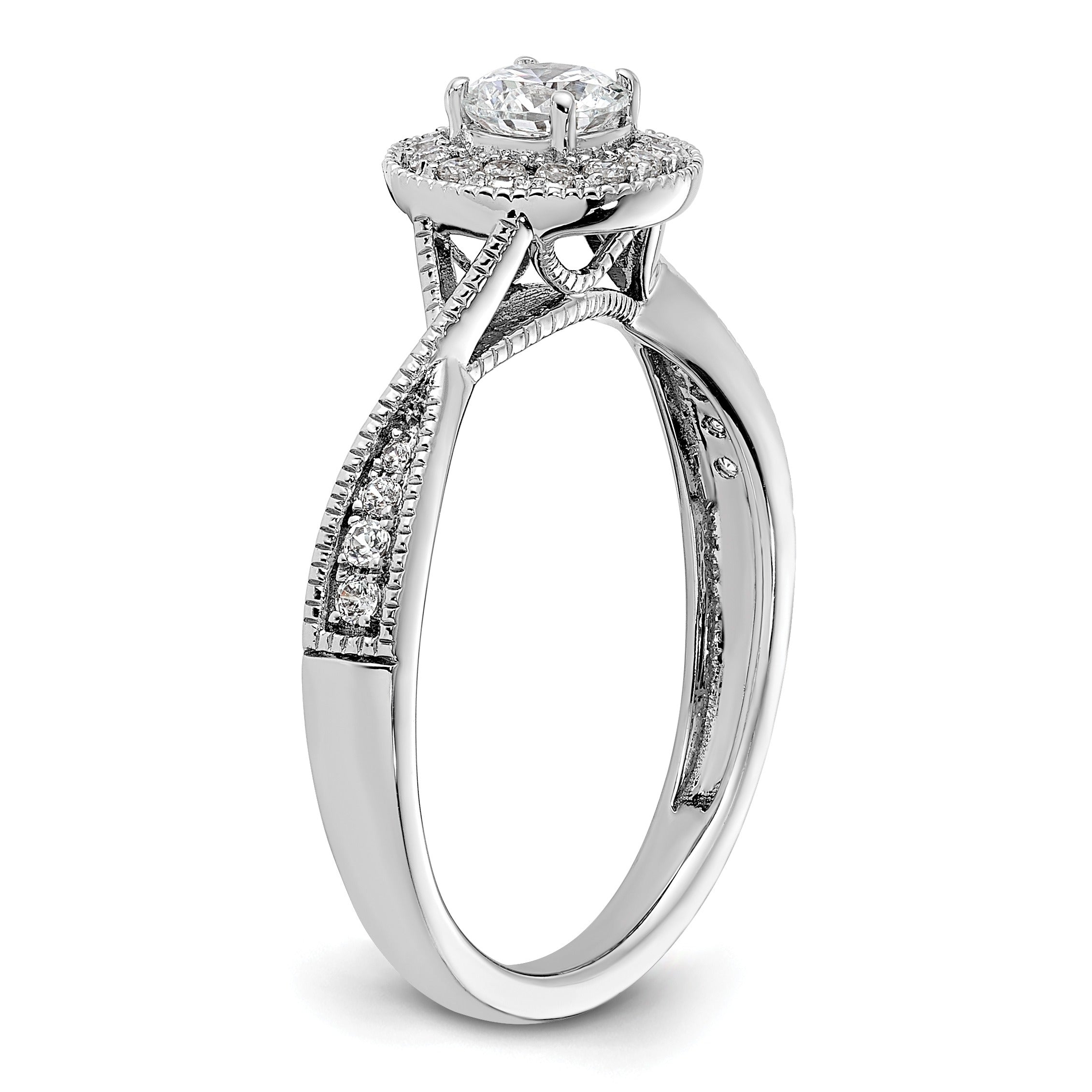 White Gold Lab Grown Diamond Round Halo Engagement Ring