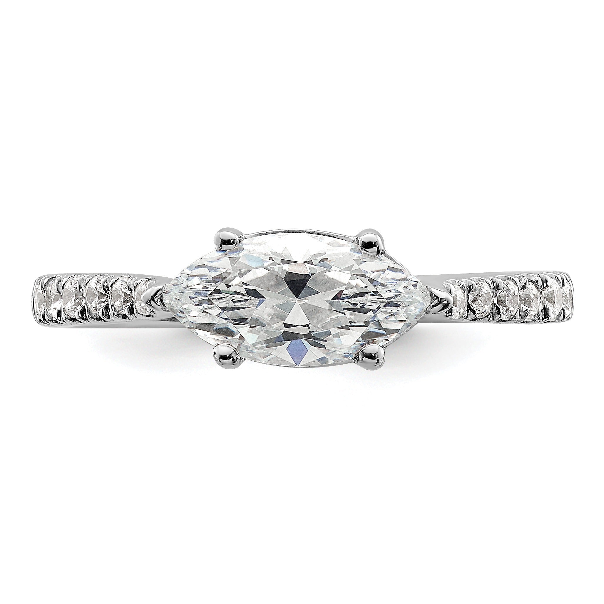 14k White Gold Lab Grown Diamond East-West Marquise Engagement Ring Semi Mount 0.194 Ct