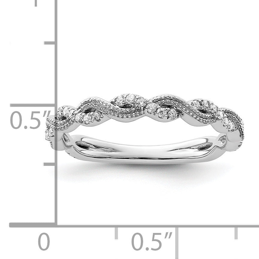0.16 Ct Round Lab Grown Diamond Pavé 14K White Gold Twist Wedding Enhancer Band
