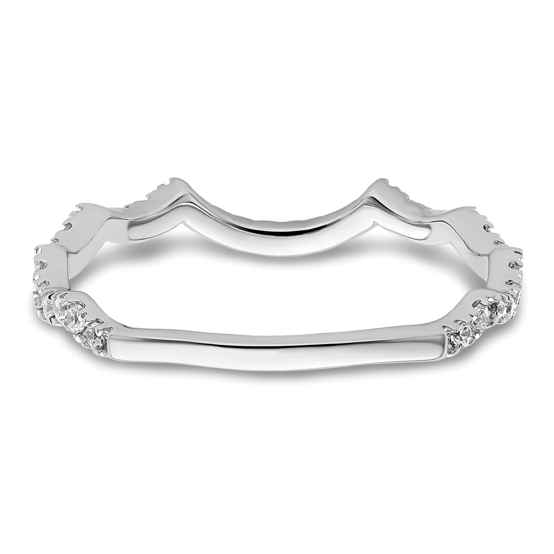 0.33 Ct Round Lab Grown Diamond Pavé 14K White Gold Curved Wedding Enhancer Band