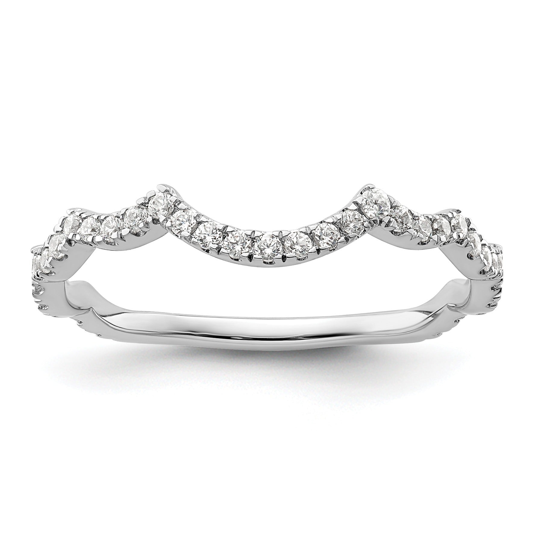 0.33 Ct Round Lab Grown Diamond Pavé 14K White Gold Curved Wedding Enhancer Band