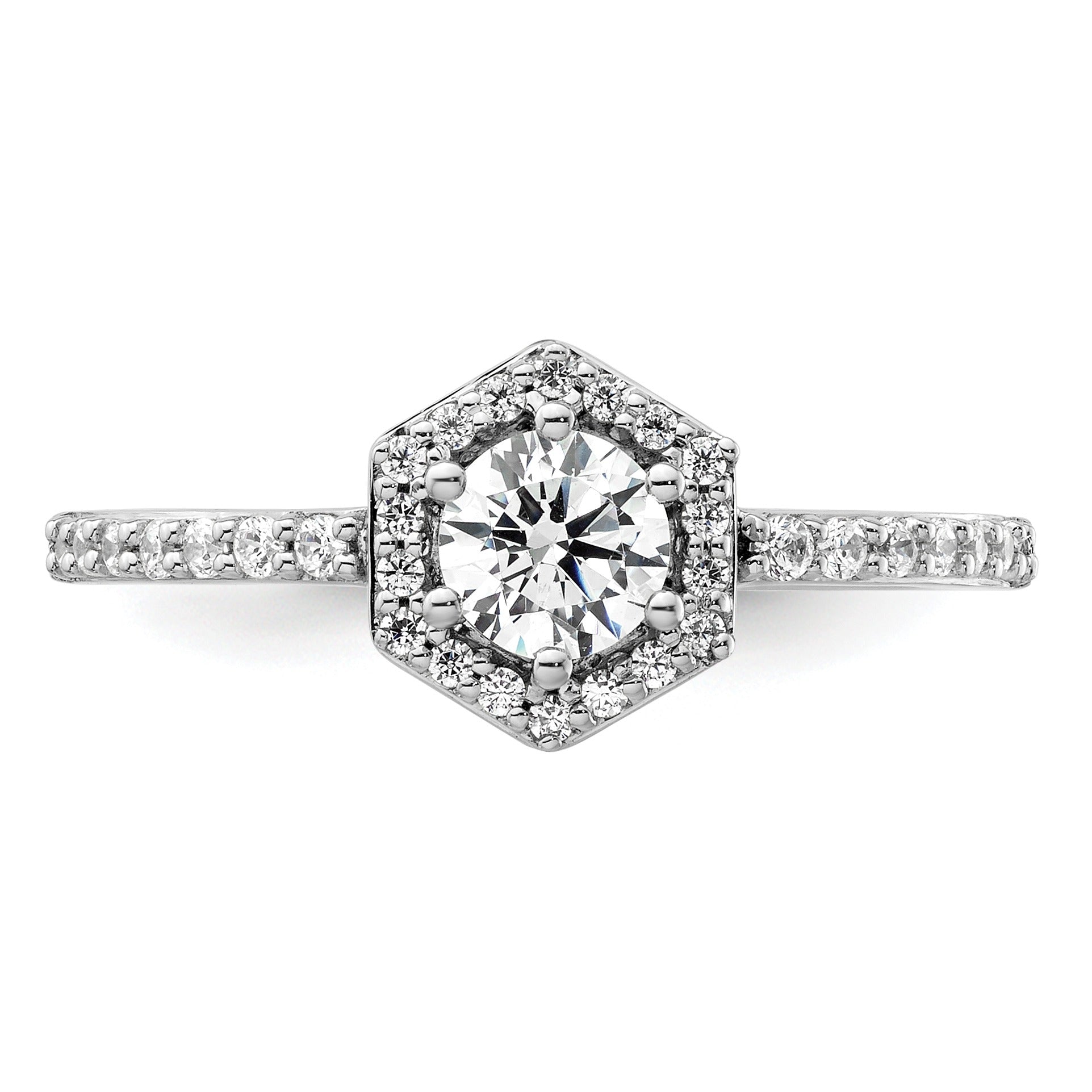 0.62 Carat Lab Grown Diamond Halo Ring 14K White Gold